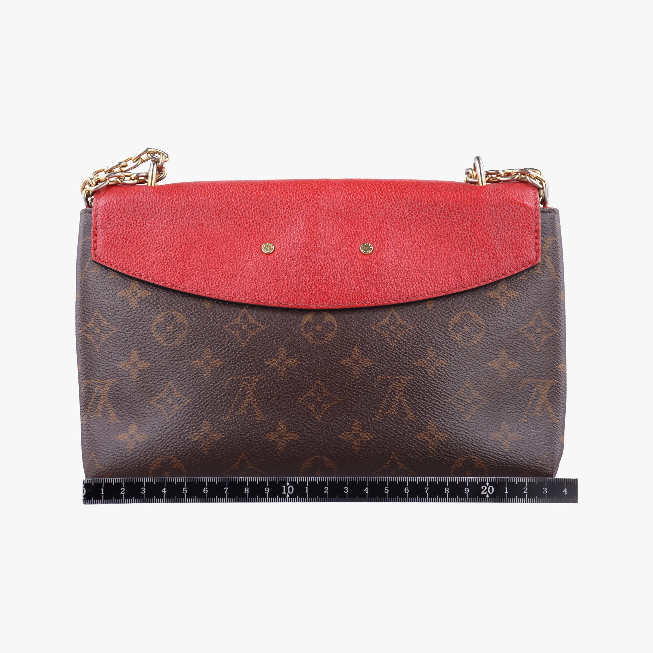 Pre-owned Louis Vuitton SAINT PLACIDE brown×CERISE Monogram Canvas×calf leather M43713 shoulderbag | stylenewstar