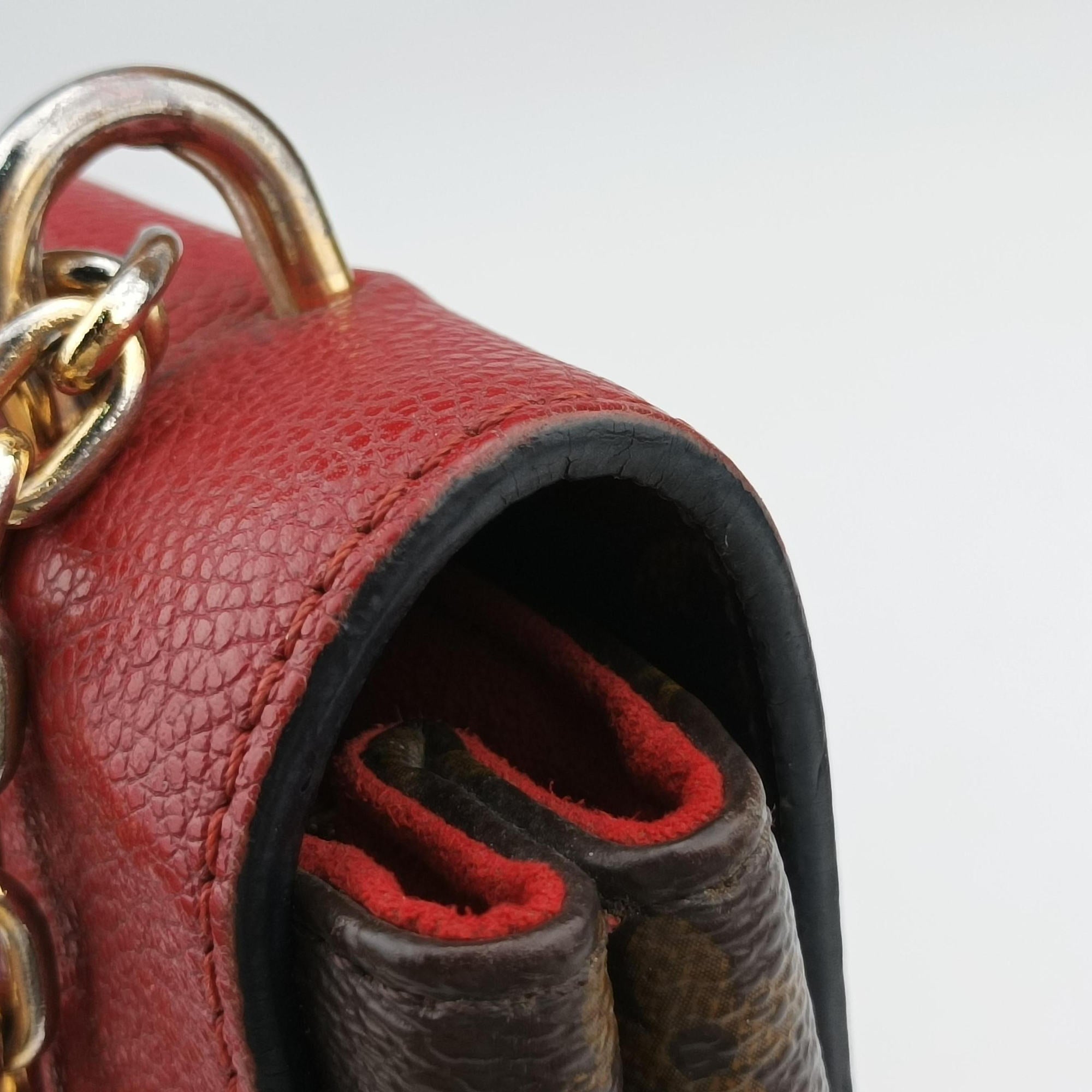 Pre-owned Louis Vuitton SAINT PLACIDE brown×CERISE Monogram Canvas×calf leather M43713 shoulderbag | stylenewstar