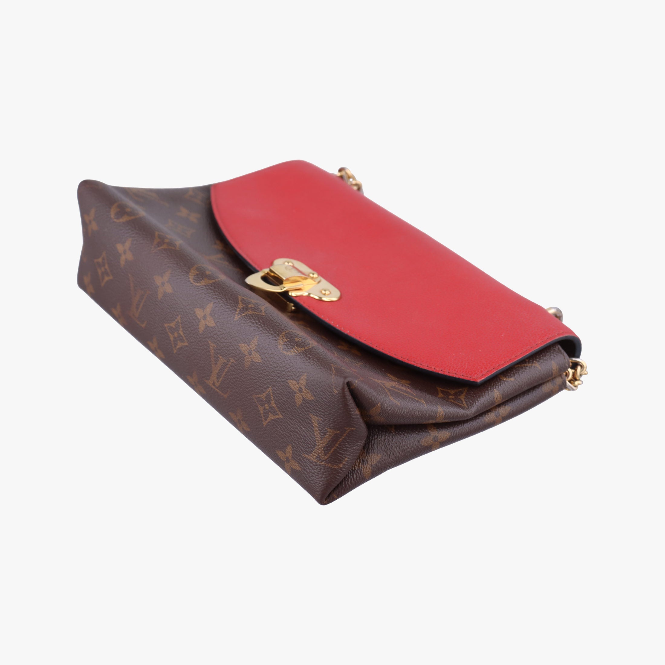 Pre-owned Louis Vuitton SAINT PLACIDE brown×CERISE Monogram Canvas×calf leather M43713 shoulderbag | stylenewstar