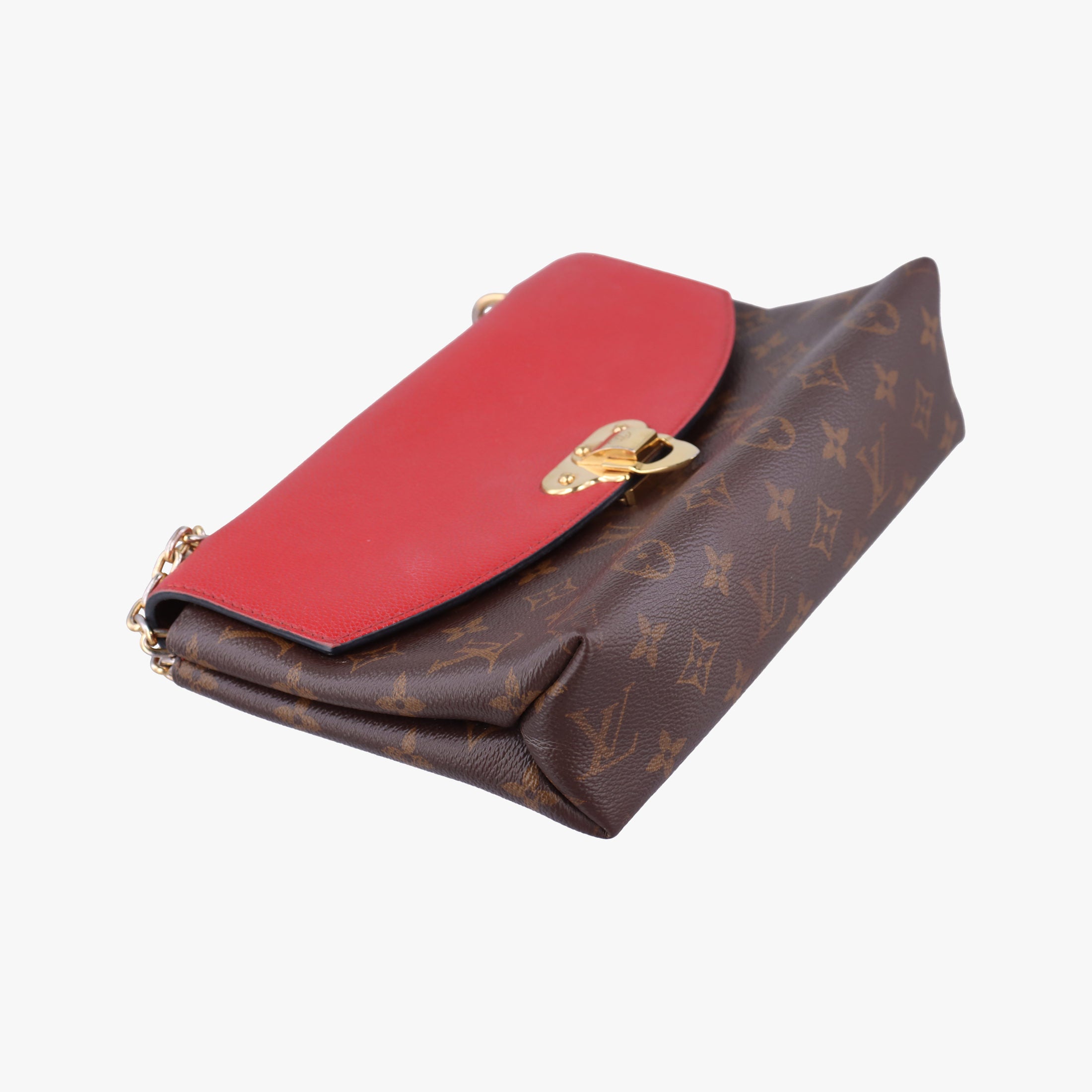 Pre-owned Louis Vuitton SAINT PLACIDE brown×CERISE Monogram Canvas×calf leather M43713 shoulderbag | stylenewstar
