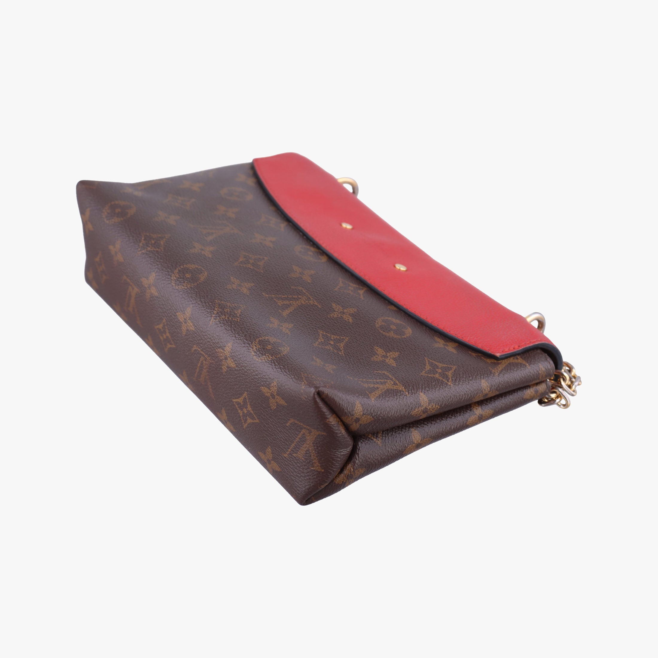 Pre-owned Louis Vuitton SAINT PLACIDE brown×CERISE Monogram Canvas×calf leather M43713 shoulderbag | stylenewstar
