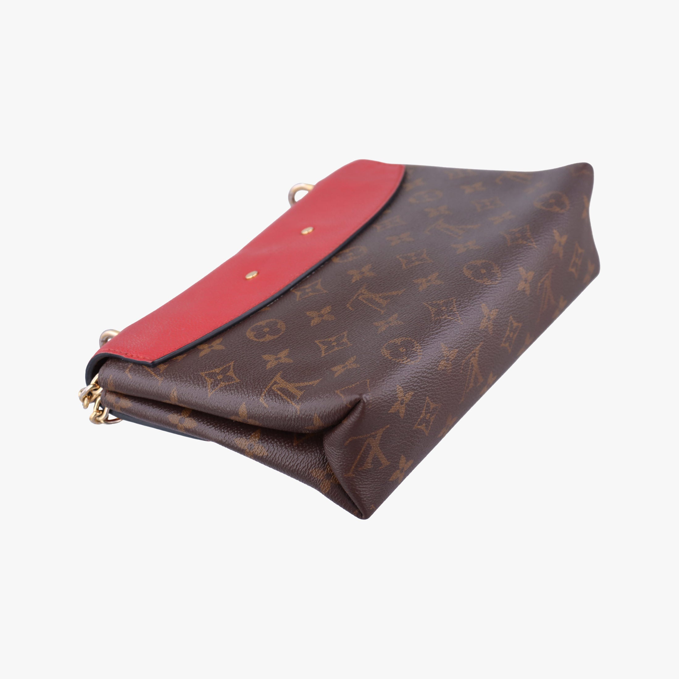 Pre-owned Louis Vuitton SAINT PLACIDE brown×CERISE Monogram Canvas×calf leather M43713 shoulderbag | stylenewstar