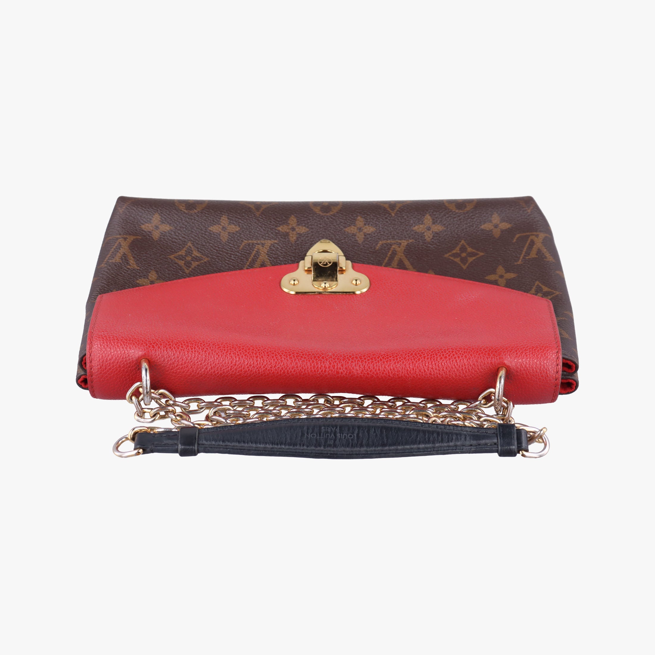 Pre-owned Louis Vuitton SAINT PLACIDE brown×CERISE Monogram Canvas×calf leather M43713 shoulderbag | stylenewstar