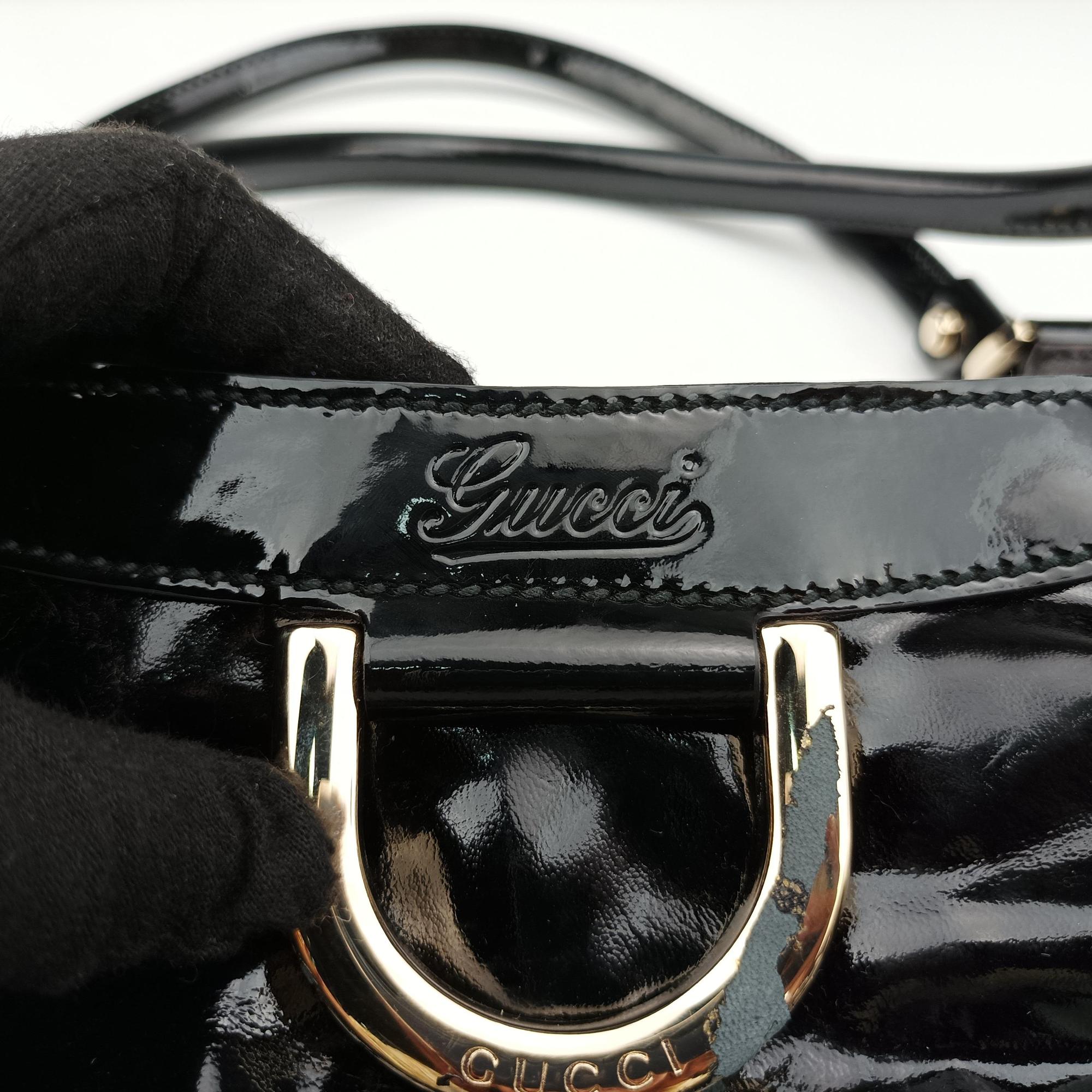 Secondhand Gucci Abbey D-Ring Black enamel  handbag | stylenewstar