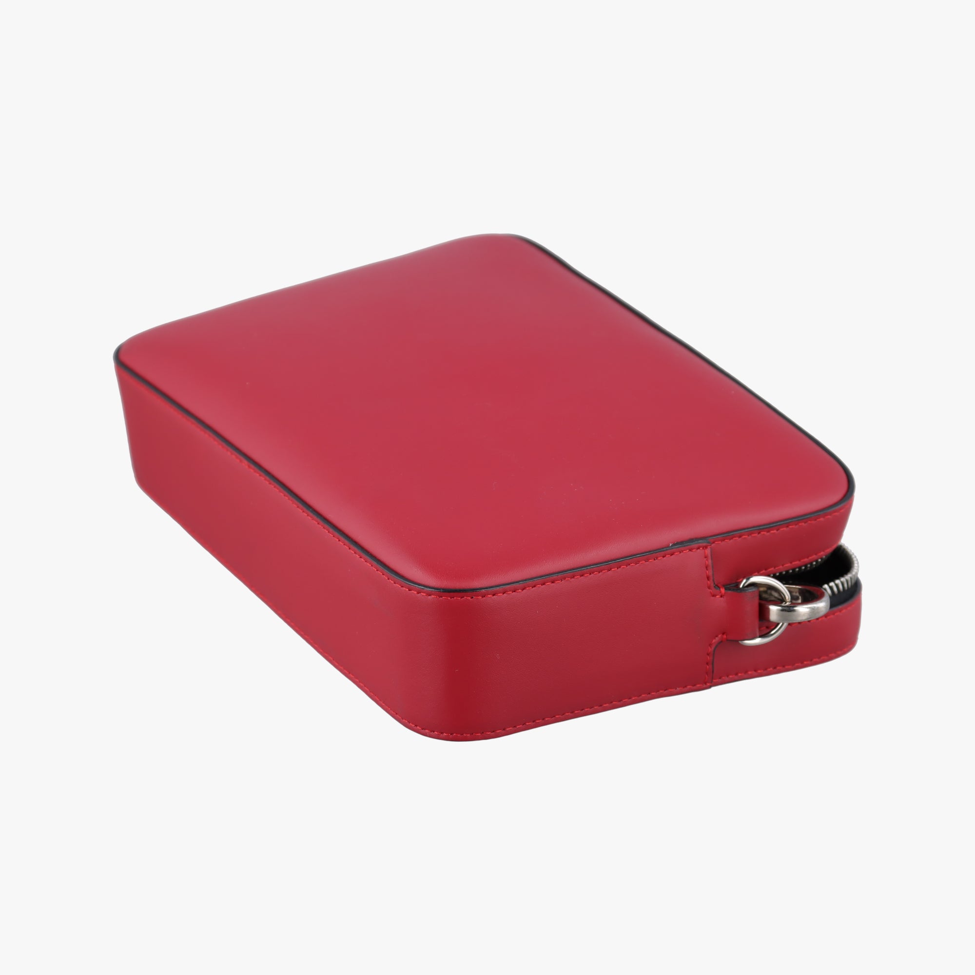 Pre-owned Fendi Camera case Red x Black Leather 7M0286 shoulderbag | stylenewstar