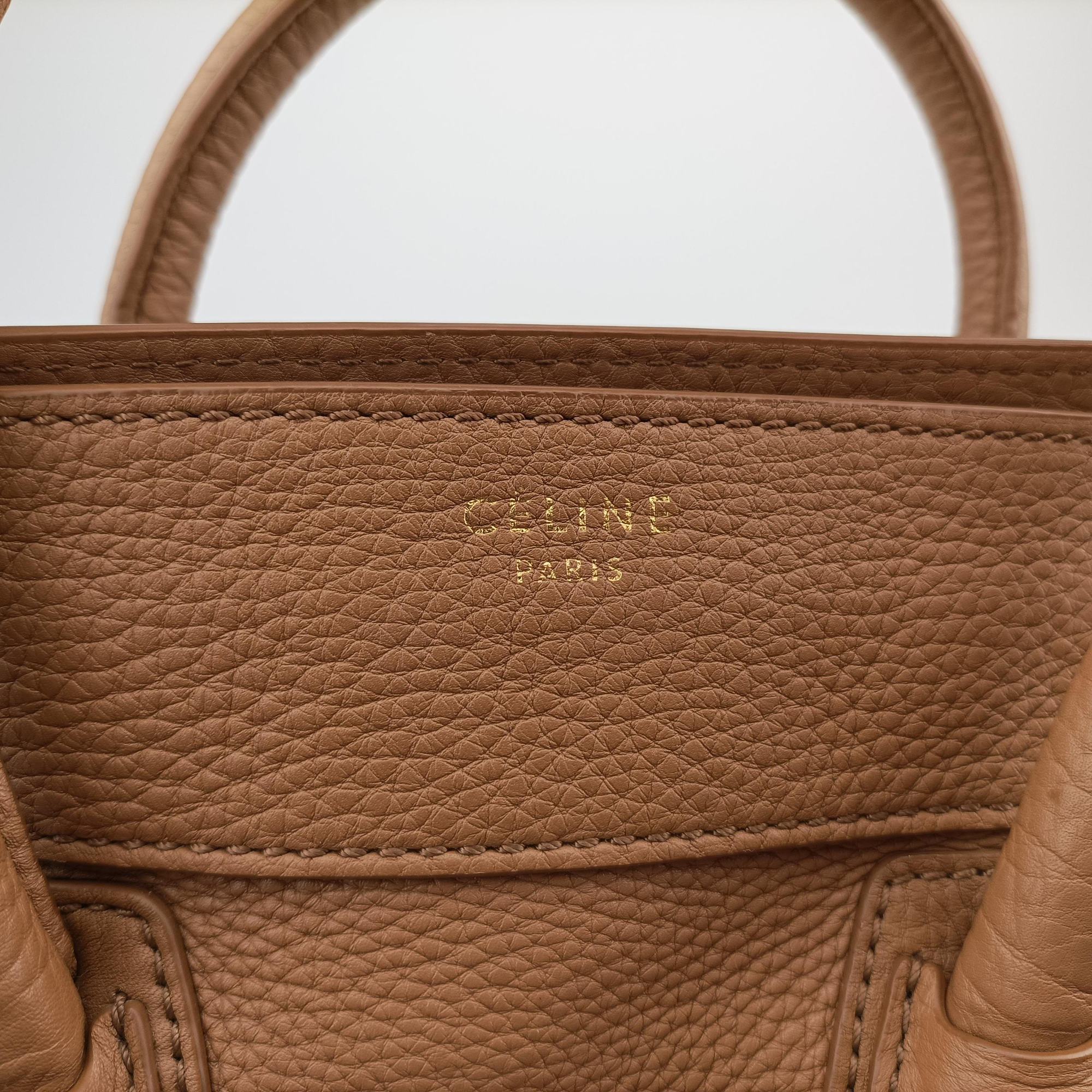 Pre-owned Celine luggage mini shopper Brown Leather  handbag | stylenewstar