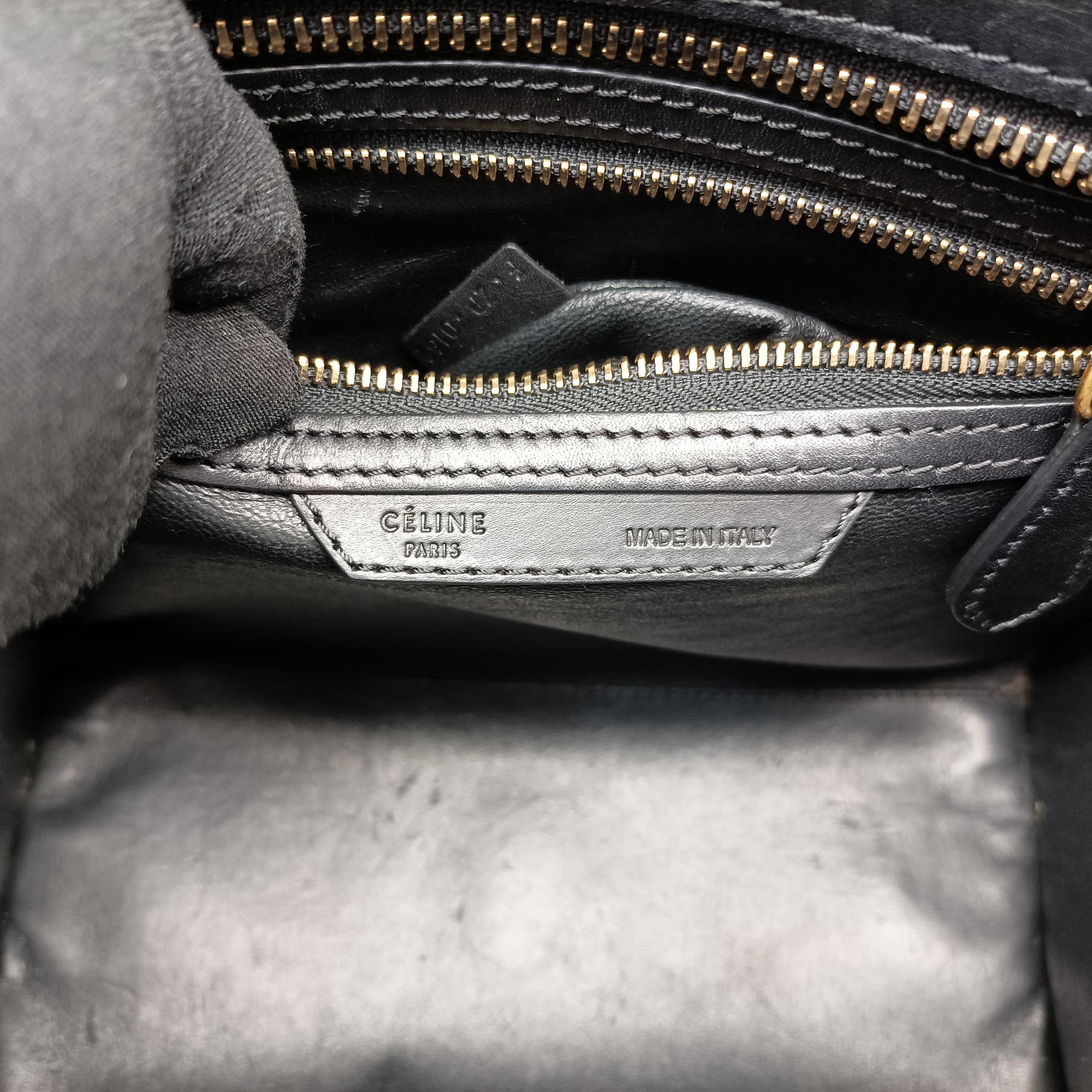 Secondhand Celine Luggage Mini Shopper Beige×Black×yellow Suede × leather  handbag | stylenewstar