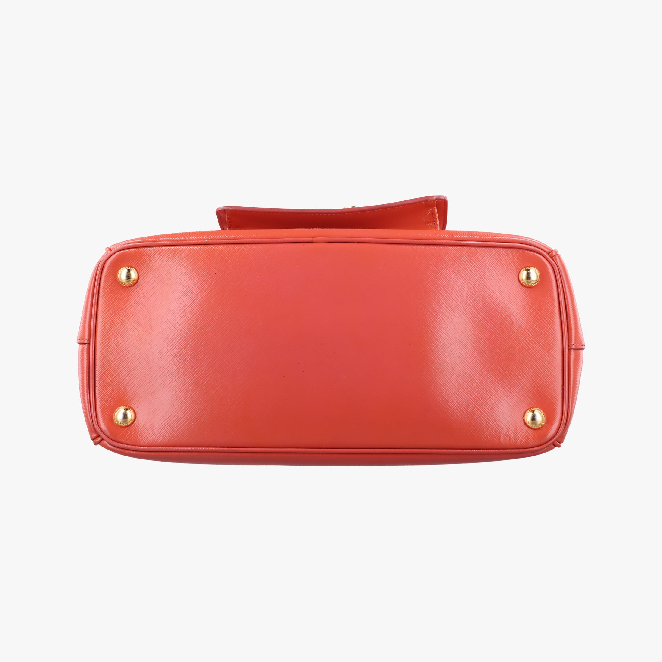 Pre-owned Prada Galleria Front Pocket Orange Patent BN2674 shoulderbag | stylenewstar