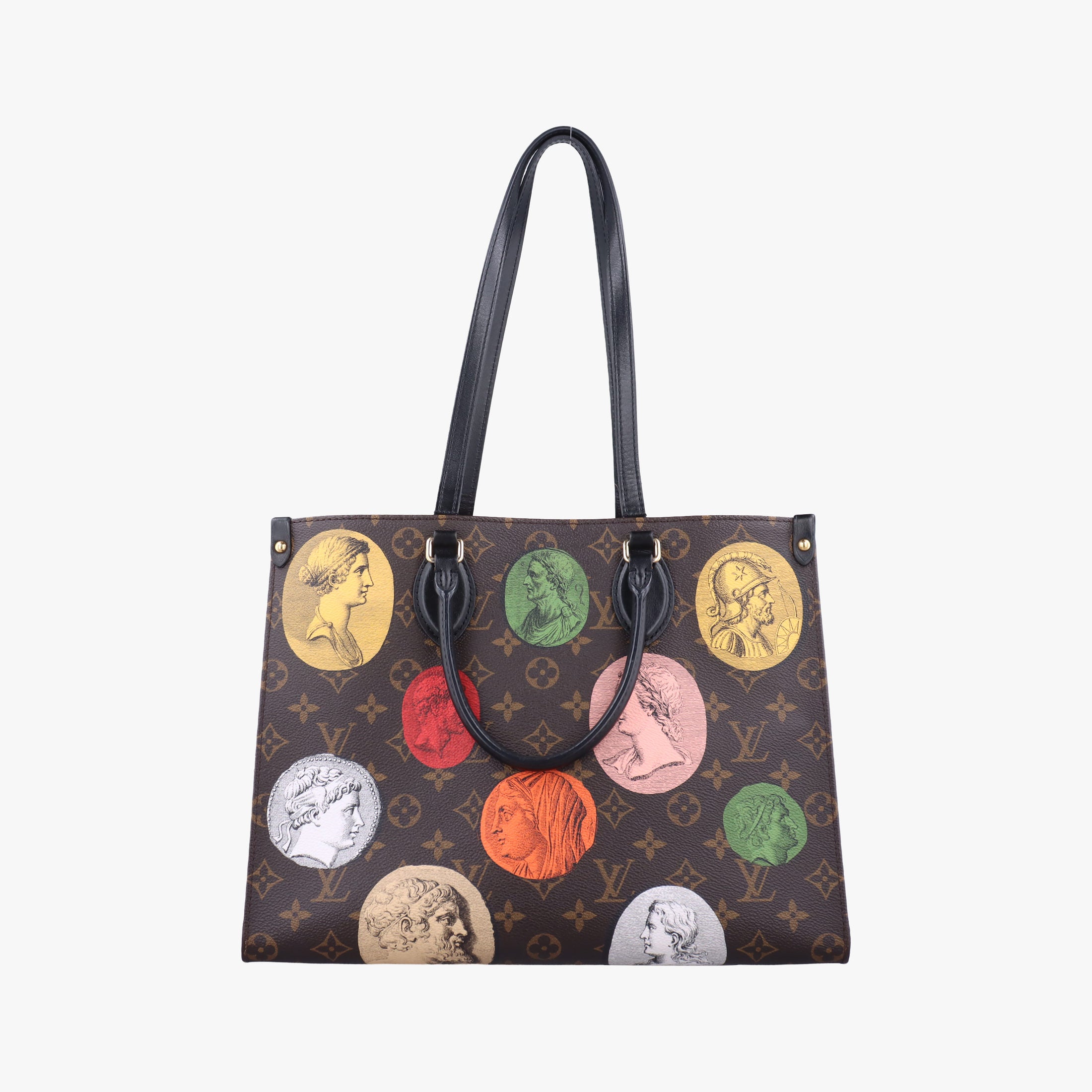 Secondhand Louis Vuitton Fornasetti Onthego MM Brown×Multicolor Monogram Cameo M59245 shoulderbag | stylenewstar