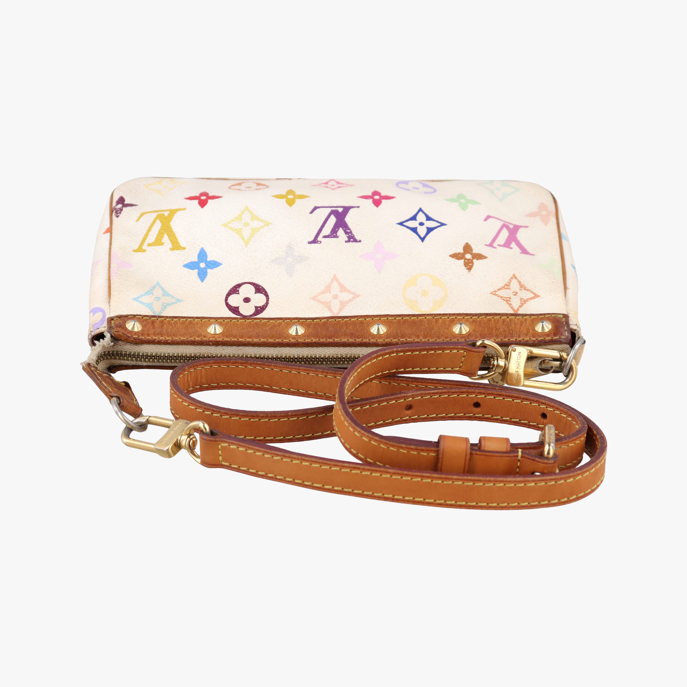 Vintage Louis Vuitton Pochette Accessoires white Monogram Multicolor M92649 shoulderbag | stylenewstar