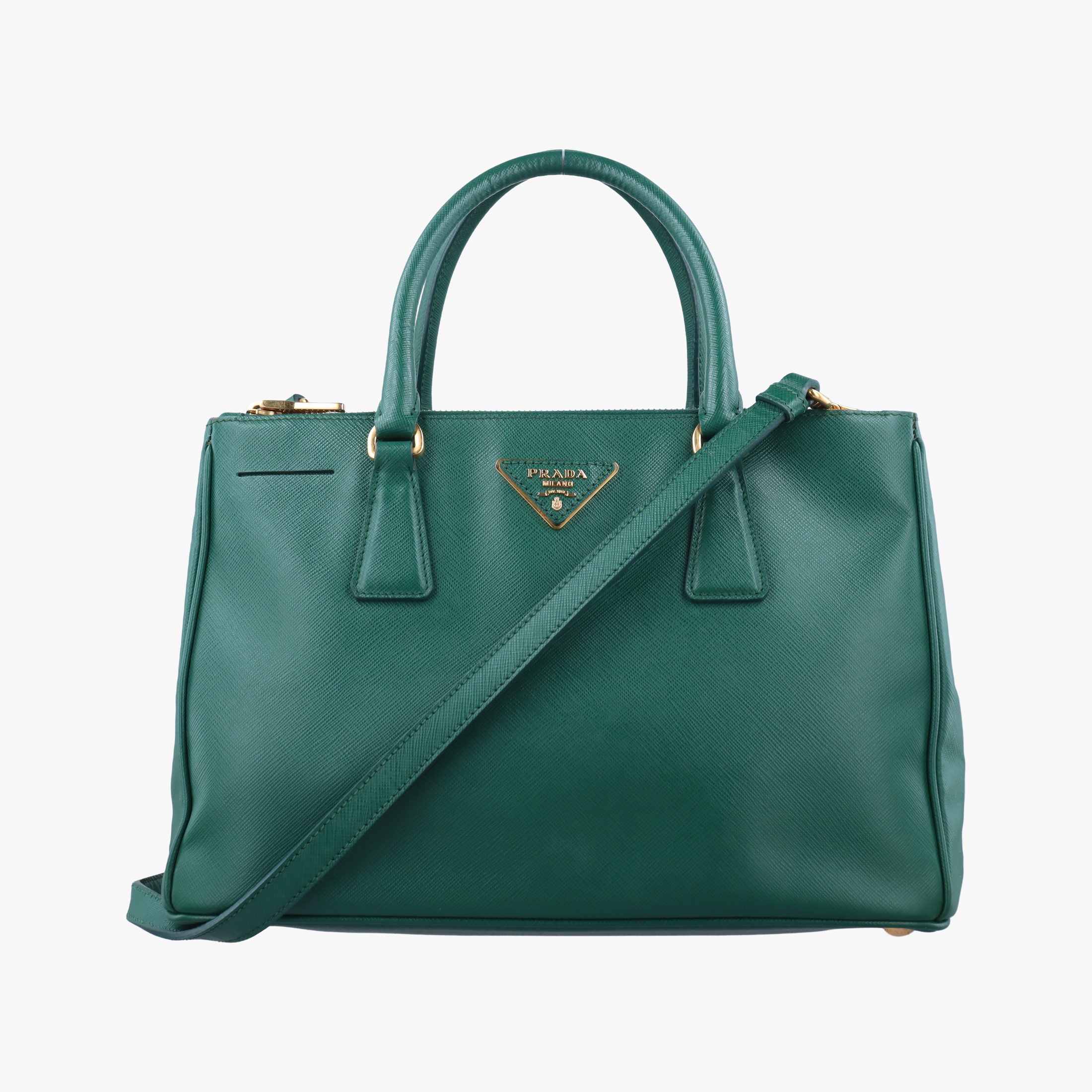 Pre-owned Prada Galleria Green SAFFIANO Leather BN2274 shoulderbag | stylenewstar
