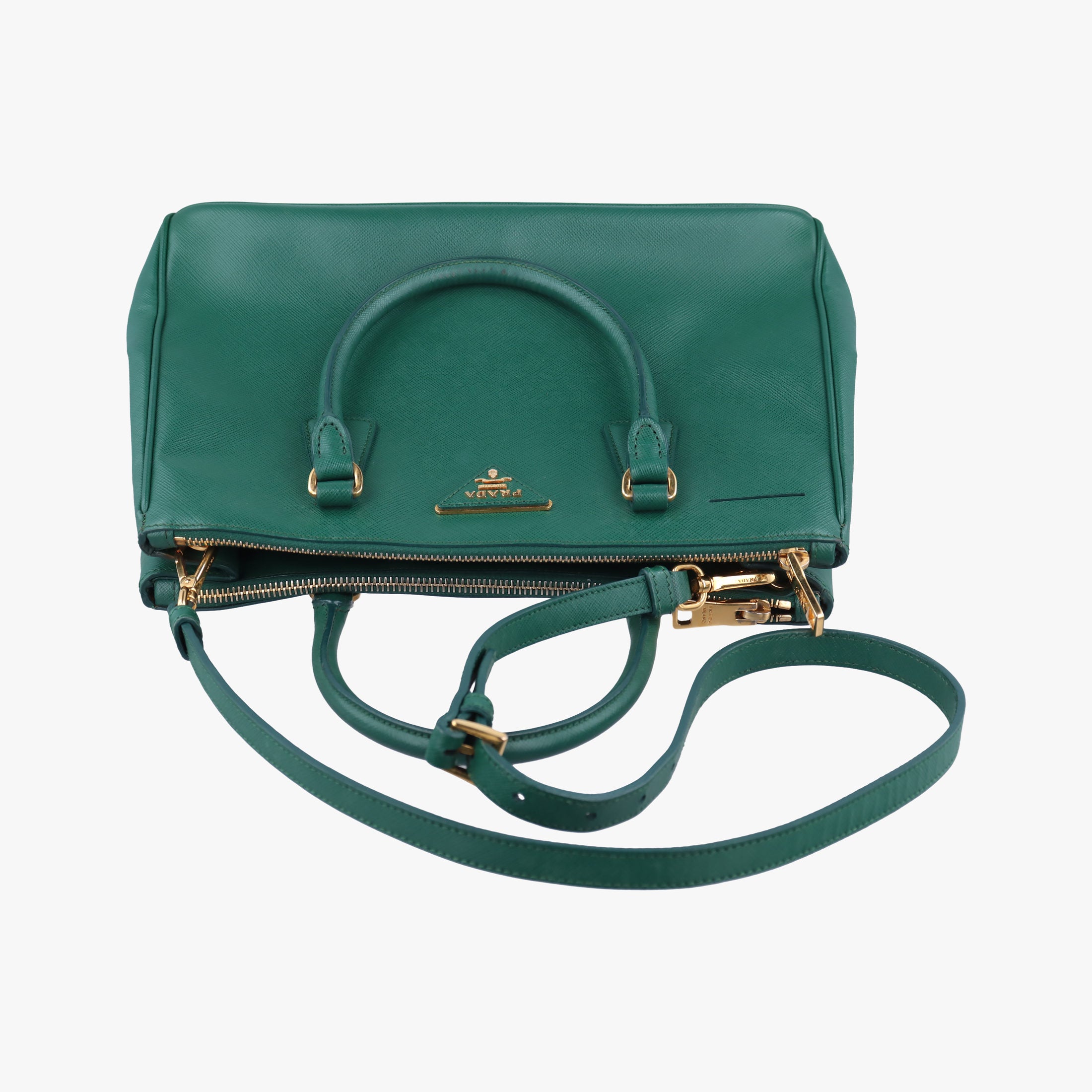 Pre-owned Prada Galleria Green SAFFIANO Leather BN2274 shoulderbag | stylenewstar