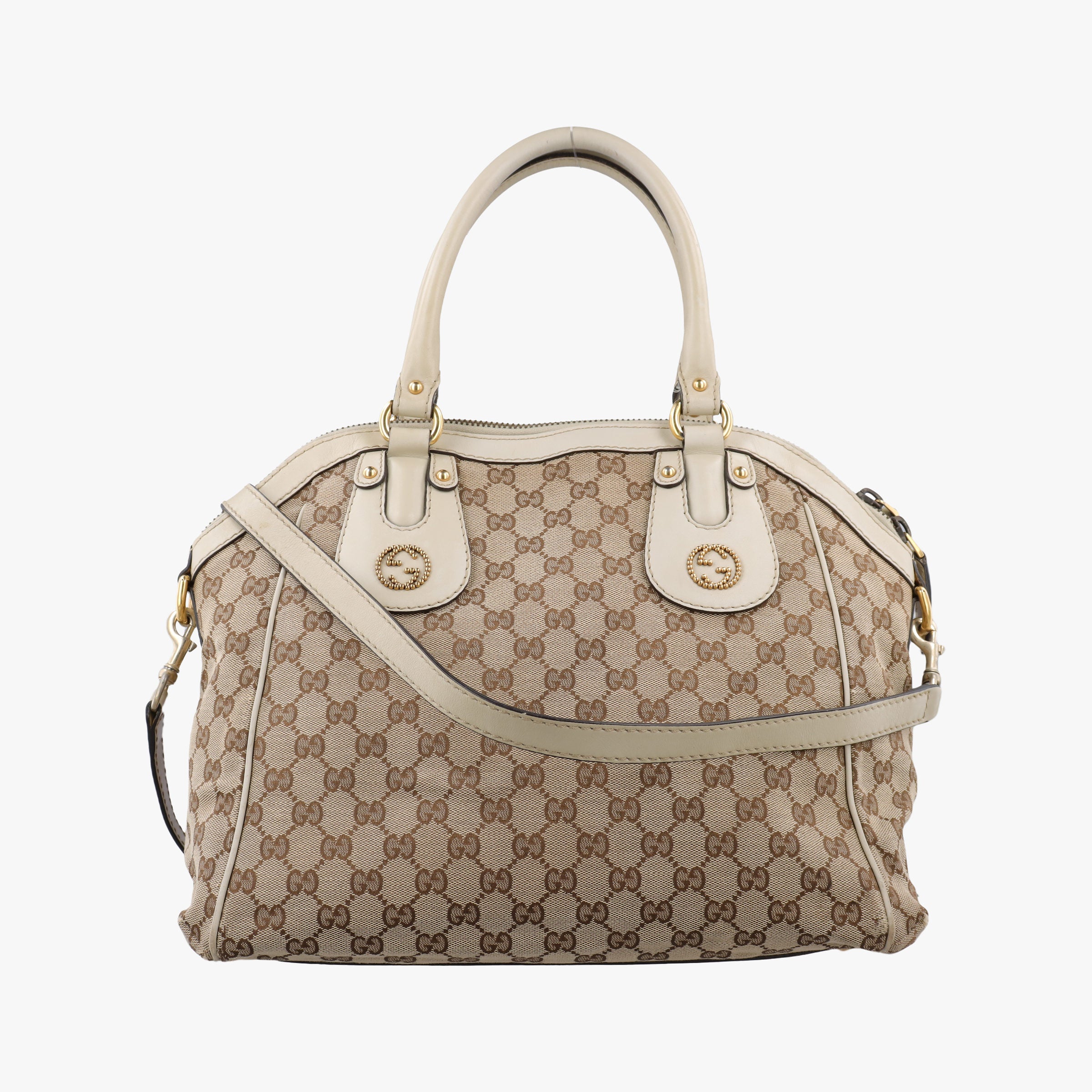 Secondhand Gucci Scarlett White×Beige Canvas x Leather 282299 shoulderbag | stylenewstar