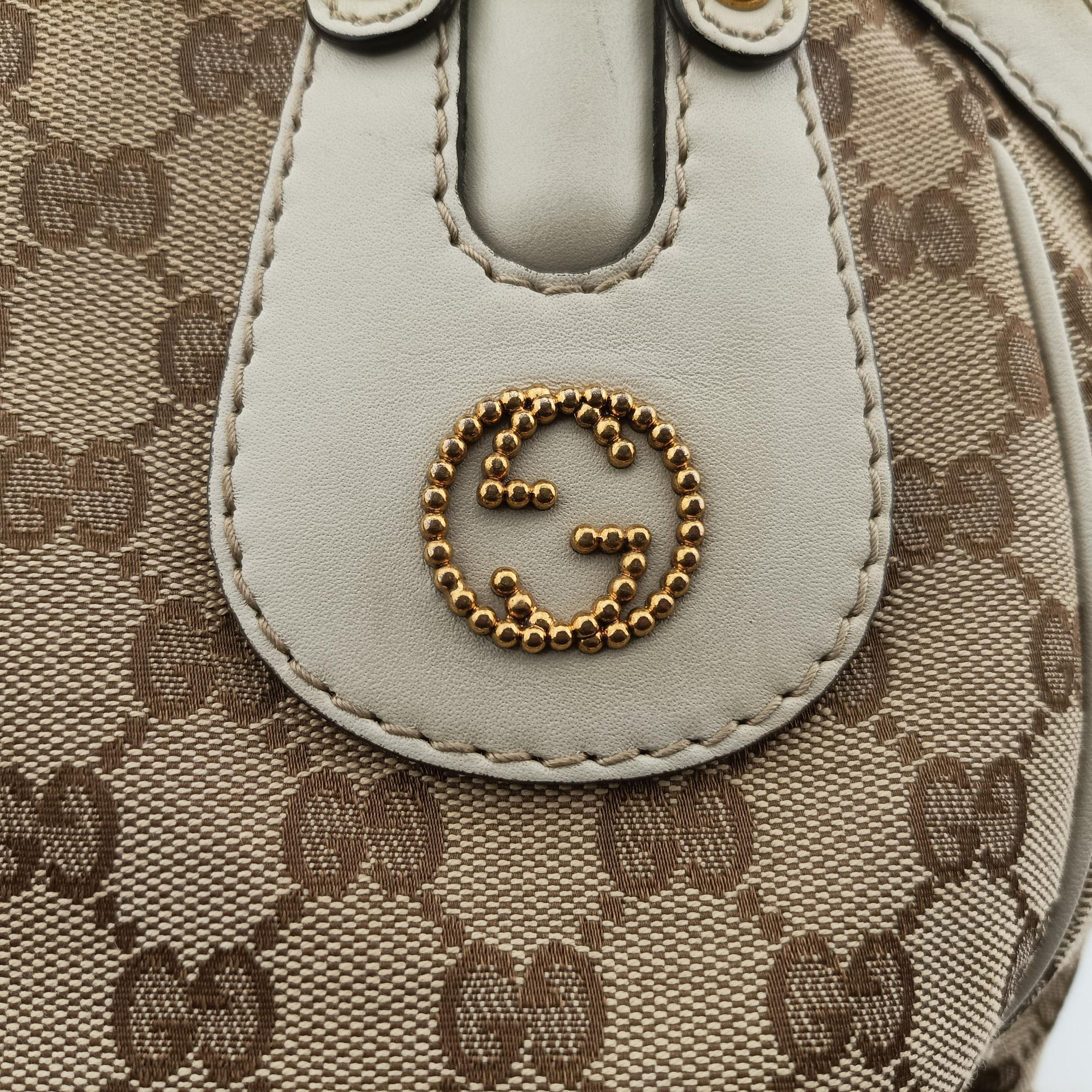 Secondhand Gucci Scarlett White×Beige Canvas x Leather 282299 shoulderbag | stylenewstar