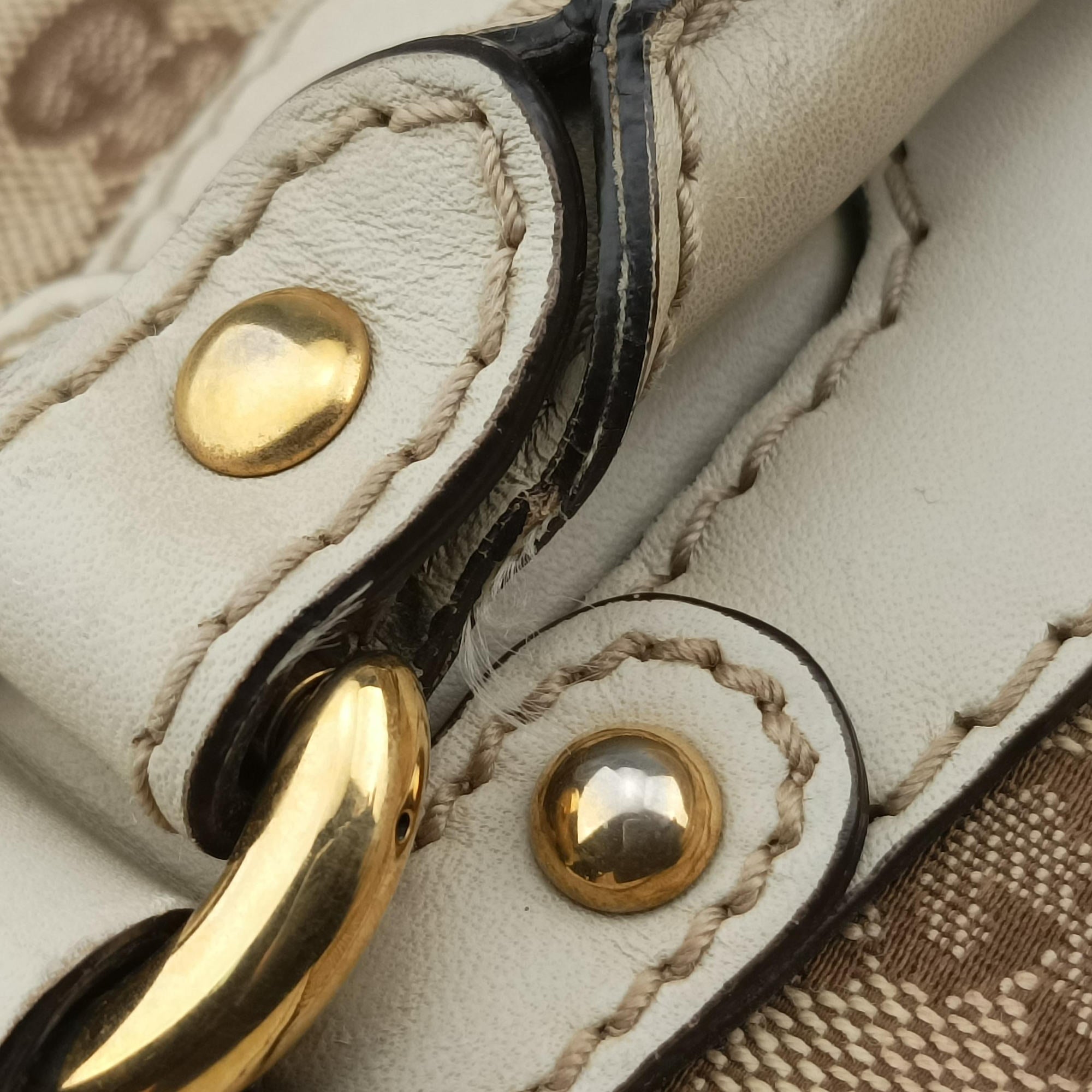 Secondhand Gucci Scarlett White×Beige Canvas x Leather 282299 shoulderbag | stylenewstar