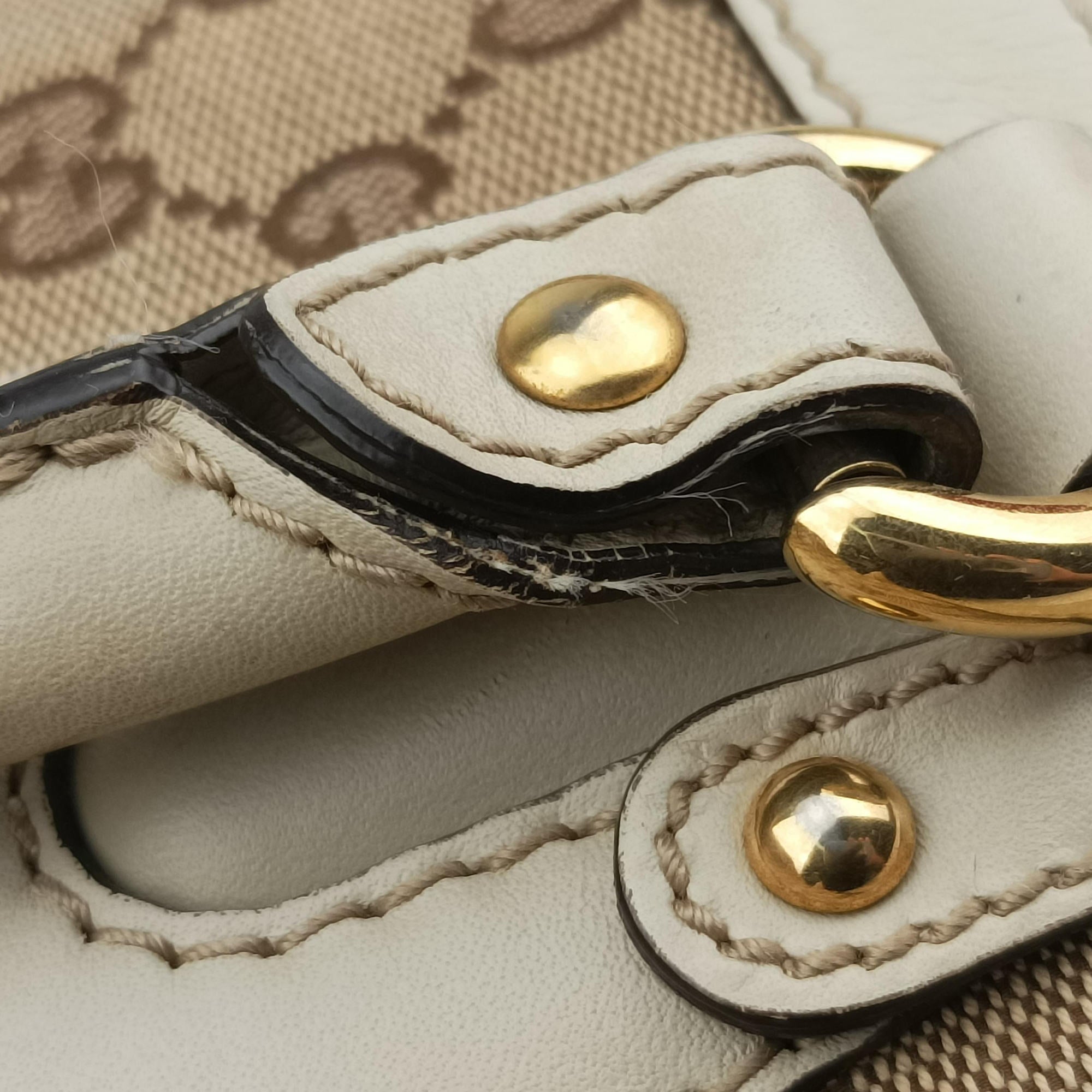 Secondhand Gucci Scarlett White×Beige Canvas x Leather 282299 shoulderbag | stylenewstar