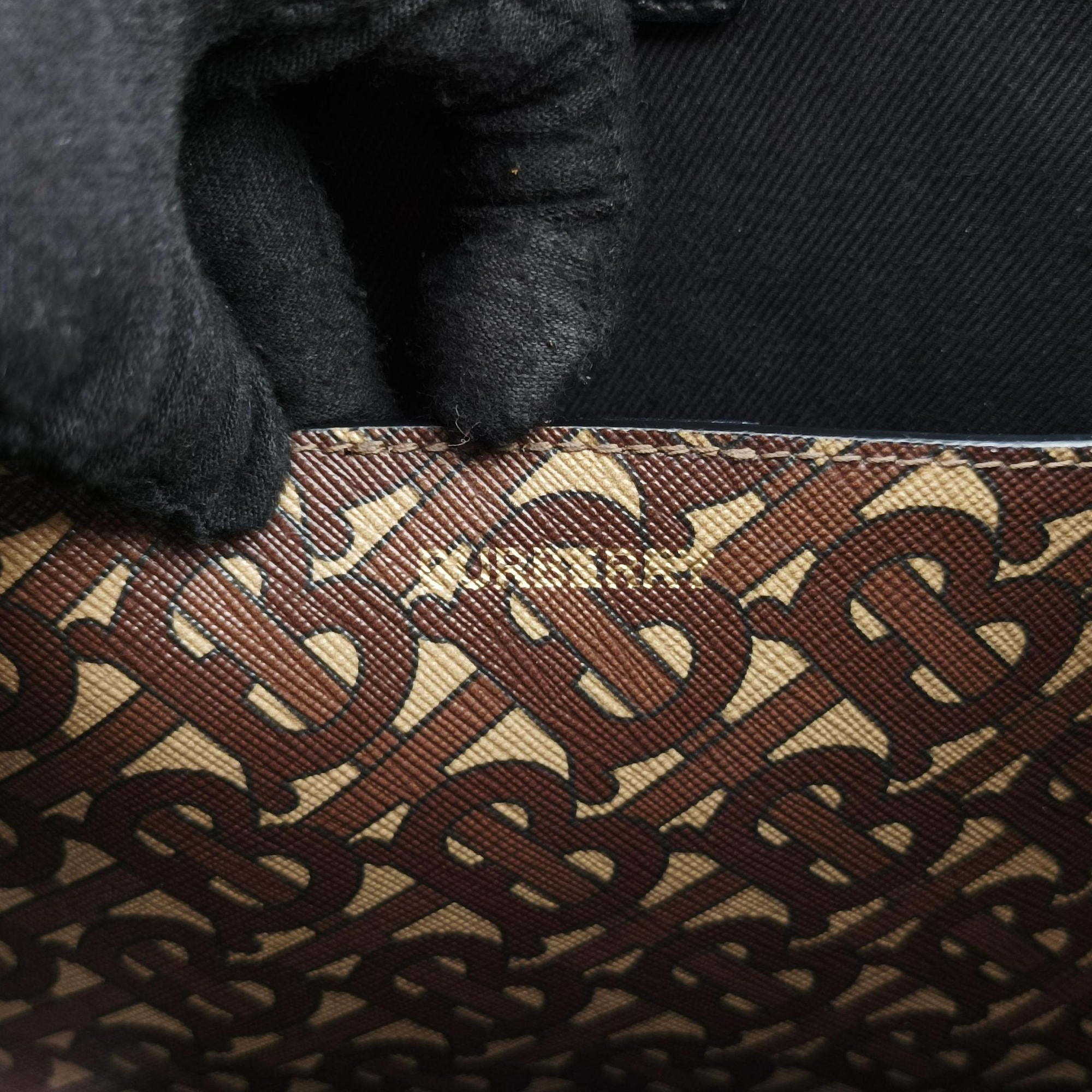 Secondhand Burberry TB Monogram Studded Book Tote Brown×Black PVC coated canvas  handbag | stylenewstar