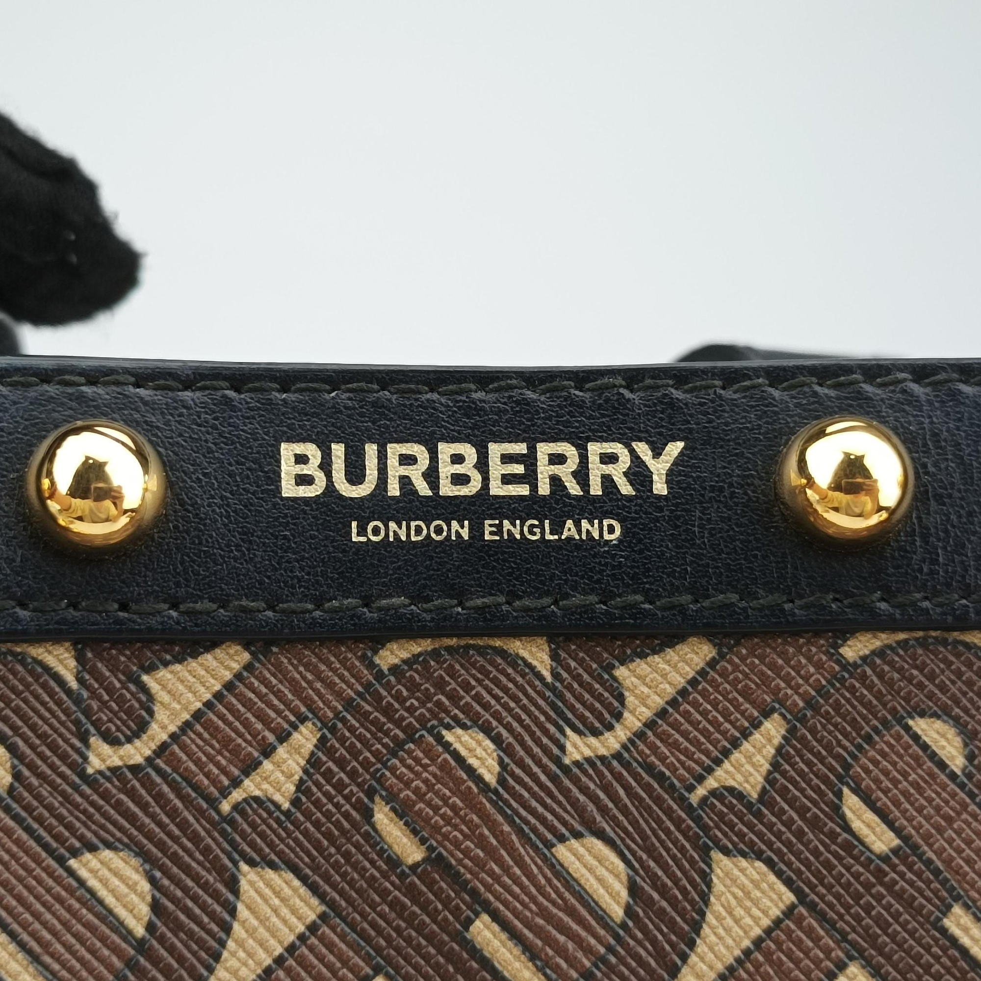 Secondhand Burberry TB Monogram Studded Book Tote Brown×Black PVC coated canvas  handbag | stylenewstar