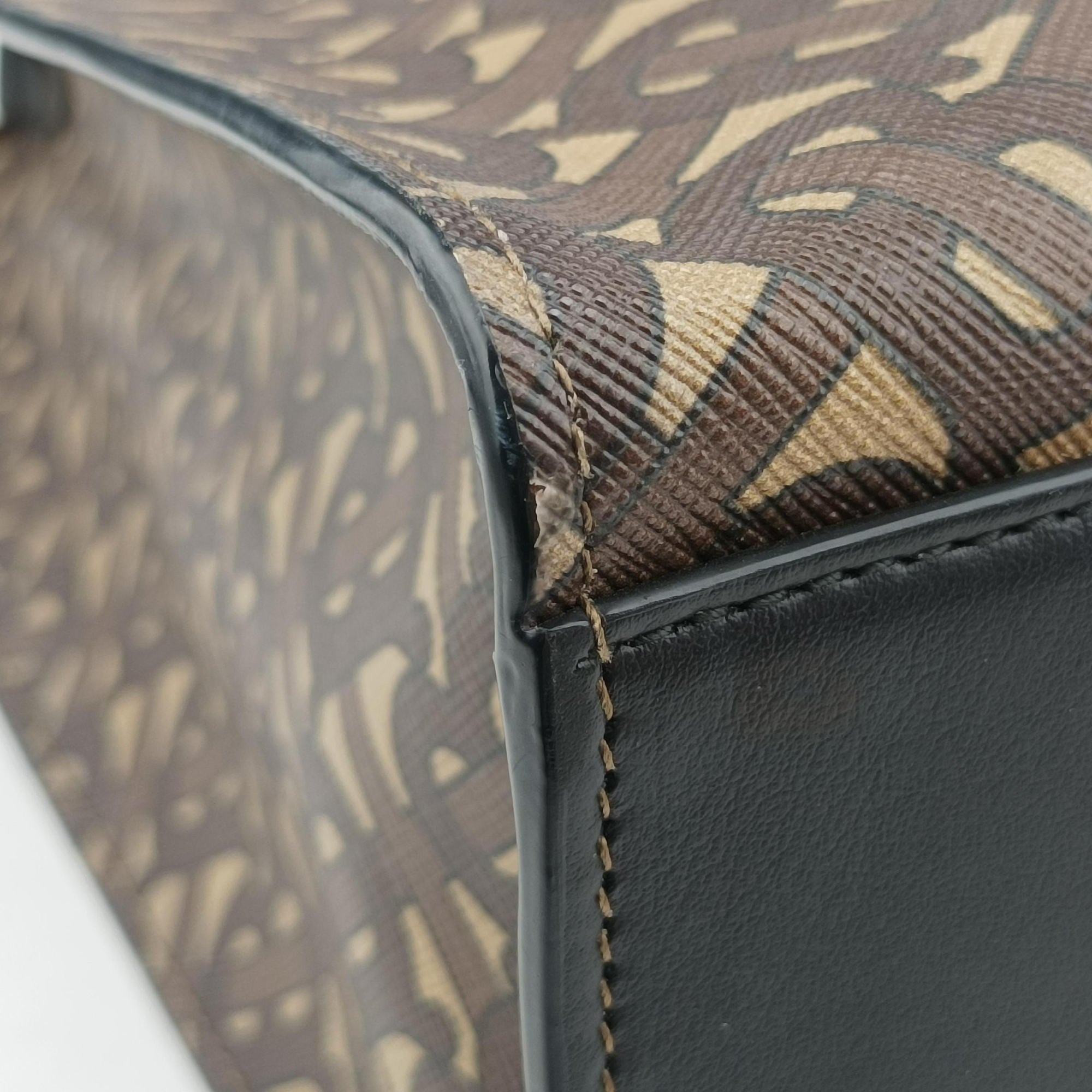 Secondhand Burberry TB Monogram Studded Book Tote Brown×Black PVC coated canvas  handbag | stylenewstar