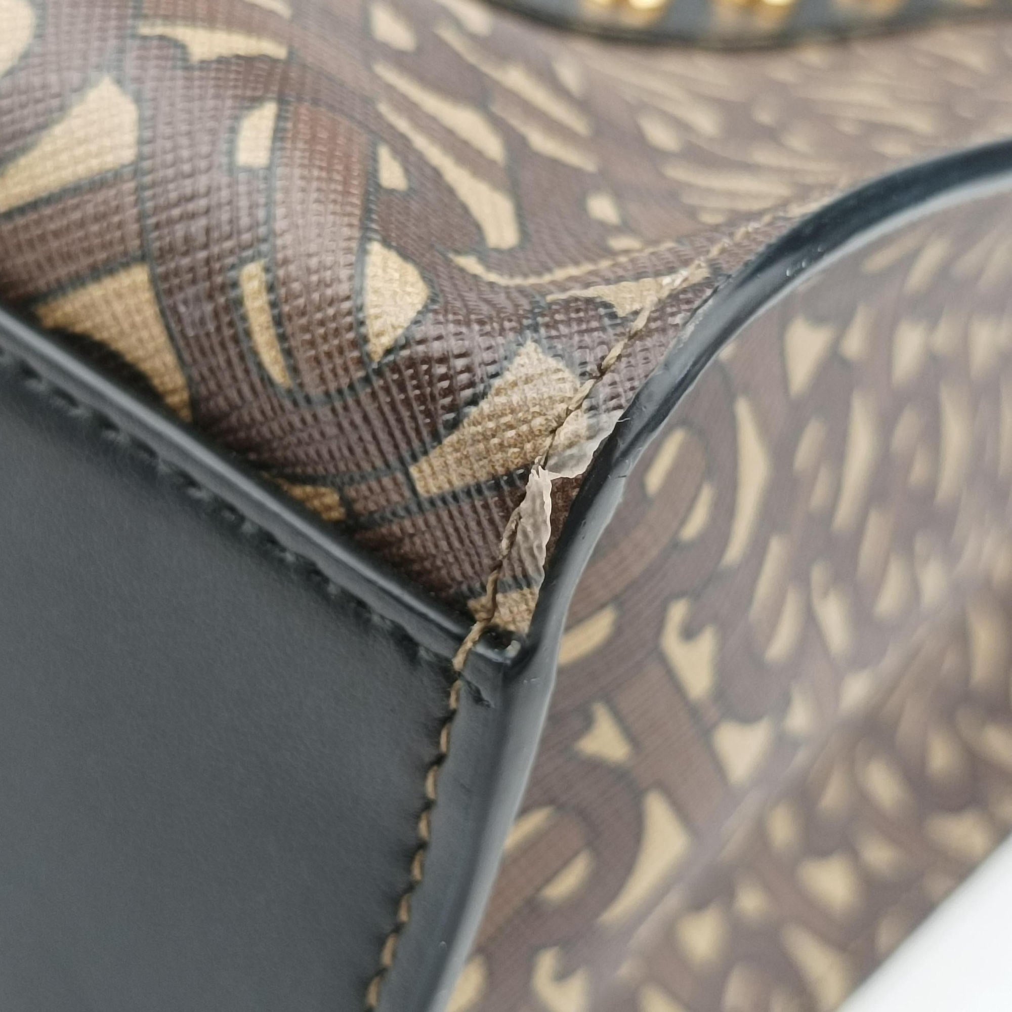 Secondhand Burberry TB Monogram Studded Book Tote Brown×Black PVC coated canvas  handbag | stylenewstar