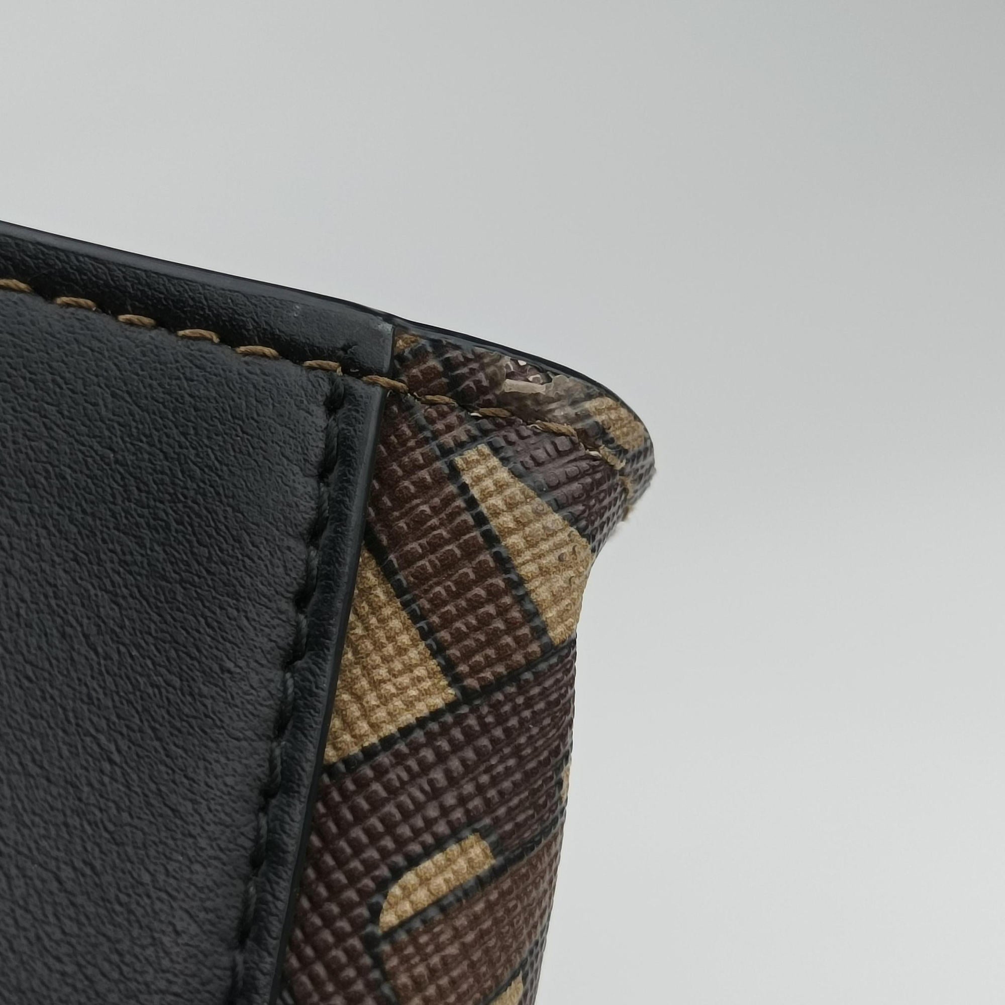 Secondhand Burberry TB Monogram Studded Book Tote Brown×Black PVC coated canvas  handbag | stylenewstar