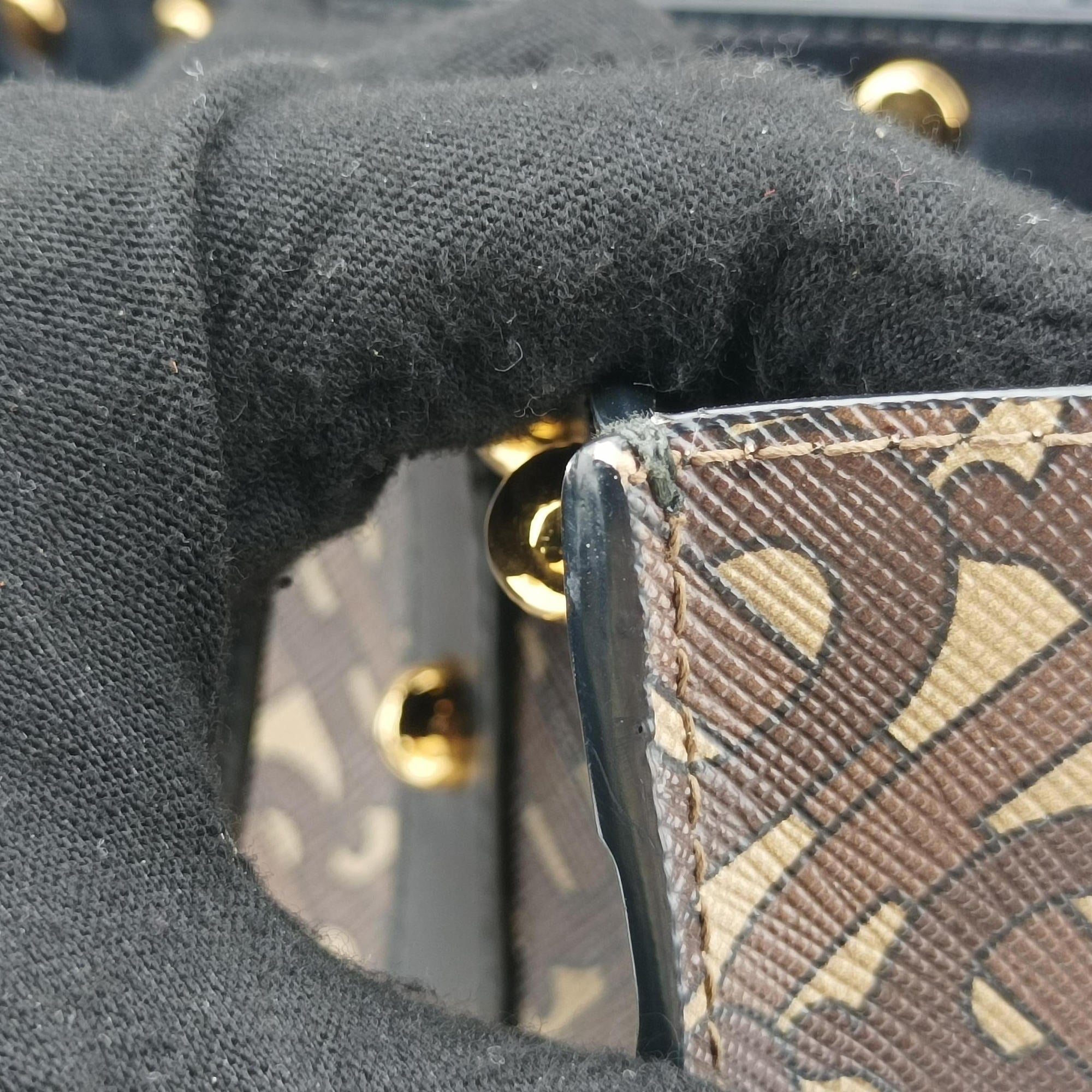 Secondhand Burberry TB Monogram Studded Book Tote Brown×Black PVC coated canvas  handbag | stylenewstar