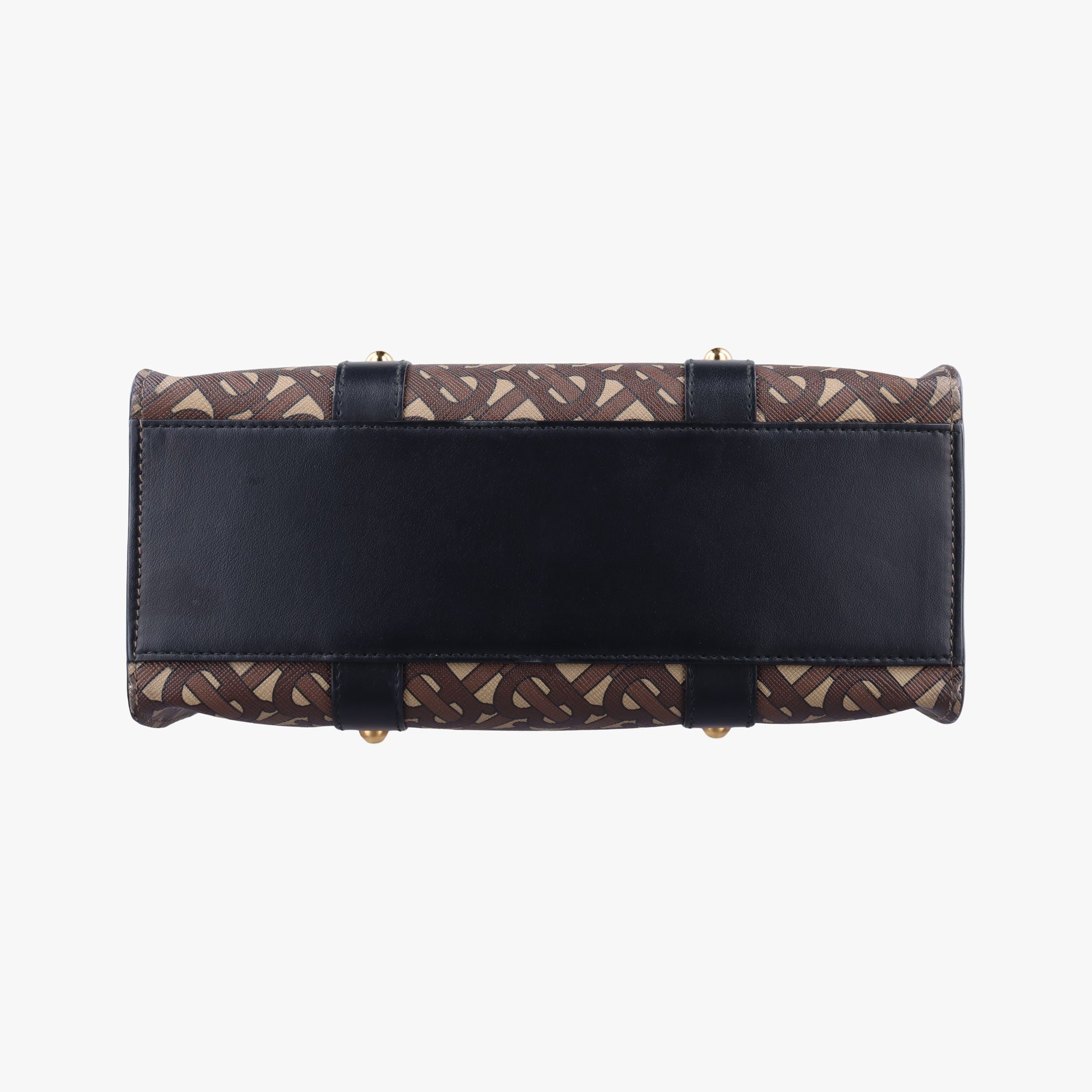 Secondhand Burberry TB Monogram Studded Book Tote Brown×Black PVC coated canvas  handbag | stylenewstar