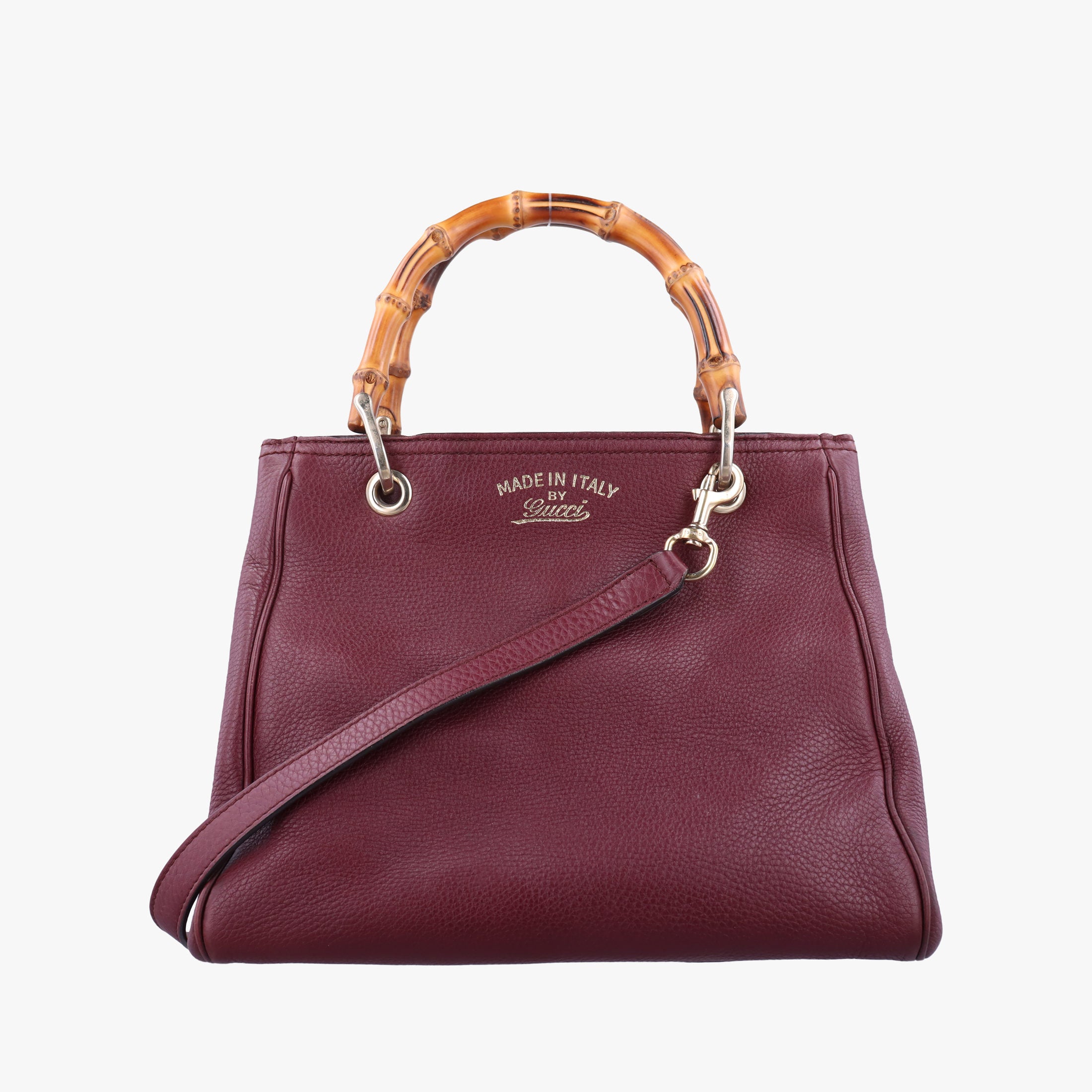 Pre-owned Gucci Bamboo Shopper Burgundy Leather 336032 shoulderbag | stylenewstar