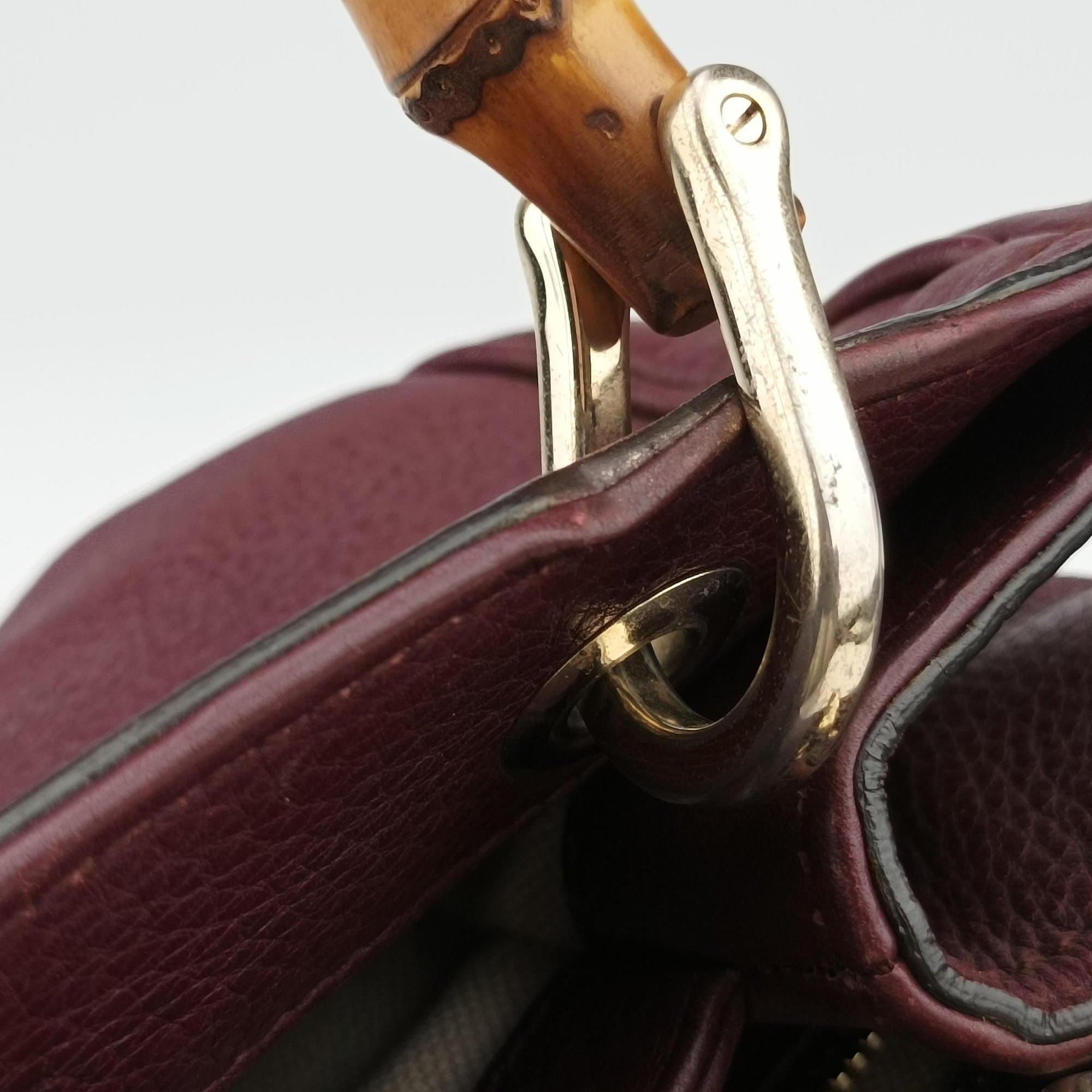 Pre-owned Gucci Bamboo Shopper Burgundy Leather 336032 shoulderbag | stylenewstar