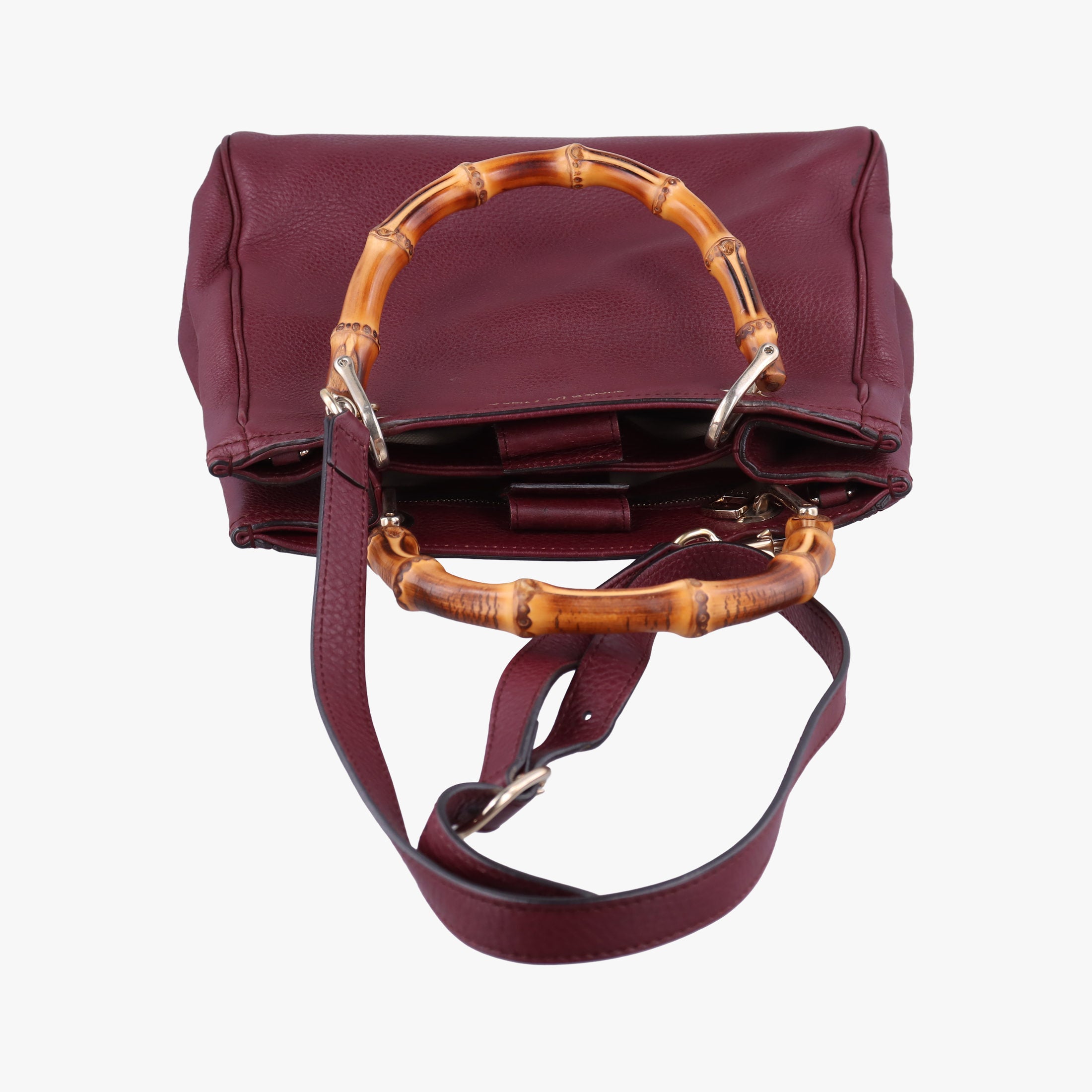 Pre-owned Gucci Bamboo Shopper Burgundy Leather 336032 shoulderbag | stylenewstar