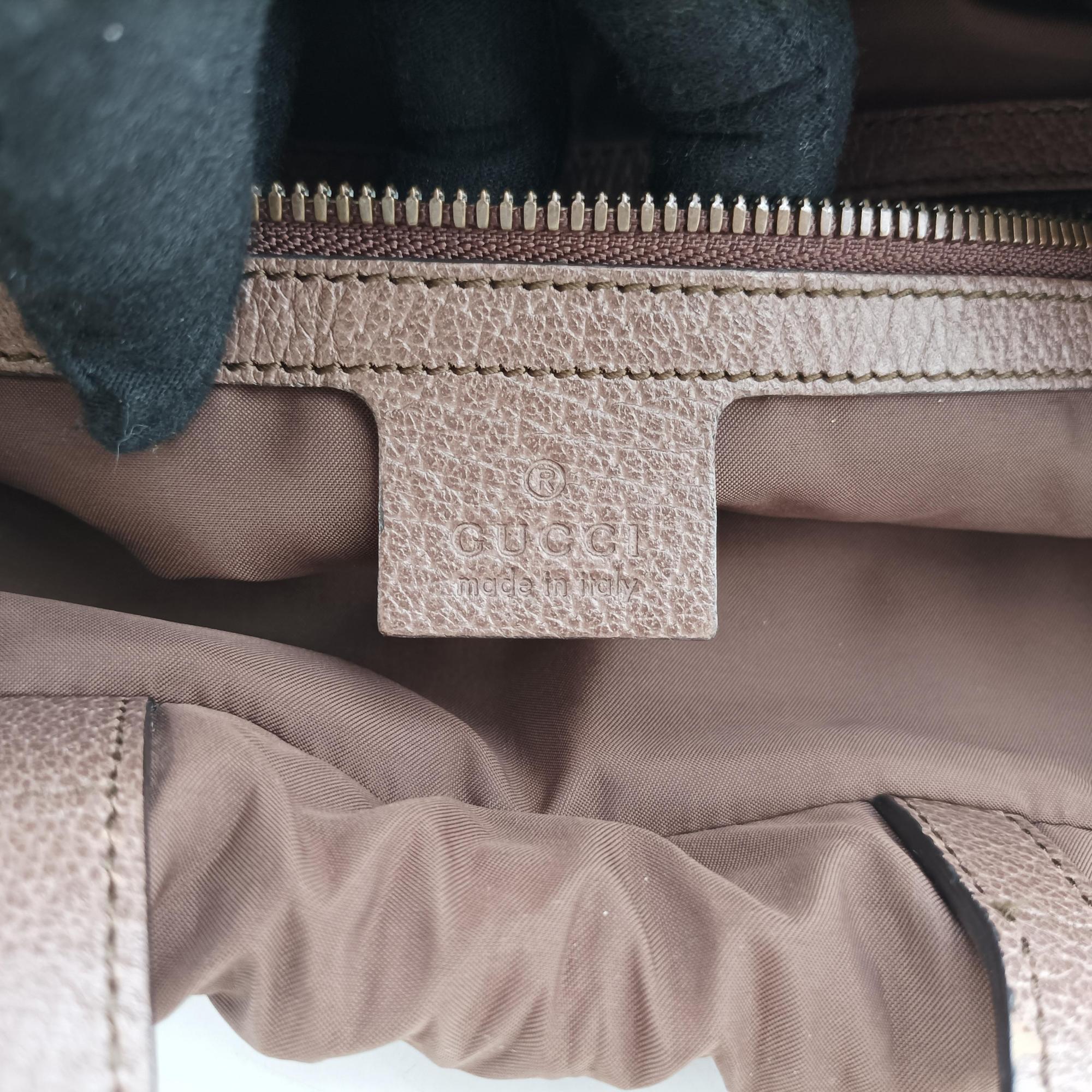 Pre-owned Gucci GG Supreme drawstring Beige×yellow PVC coated canvas×Leather 473872 shoulderbag | stylenewstar