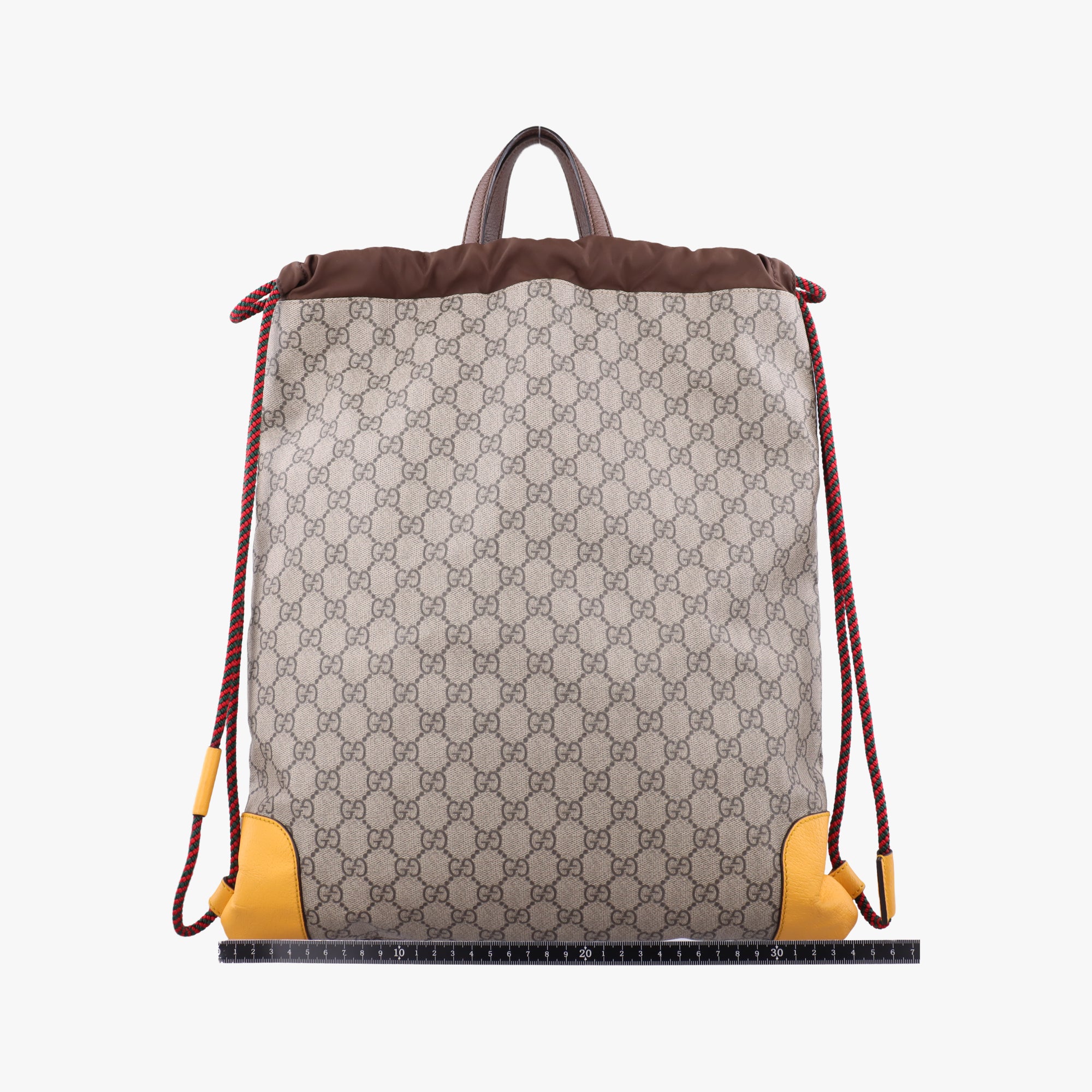 Pre-owned Gucci GG Supreme drawstring Beige×yellow PVC coated canvas×Leather 473872 shoulderbag | stylenewstar