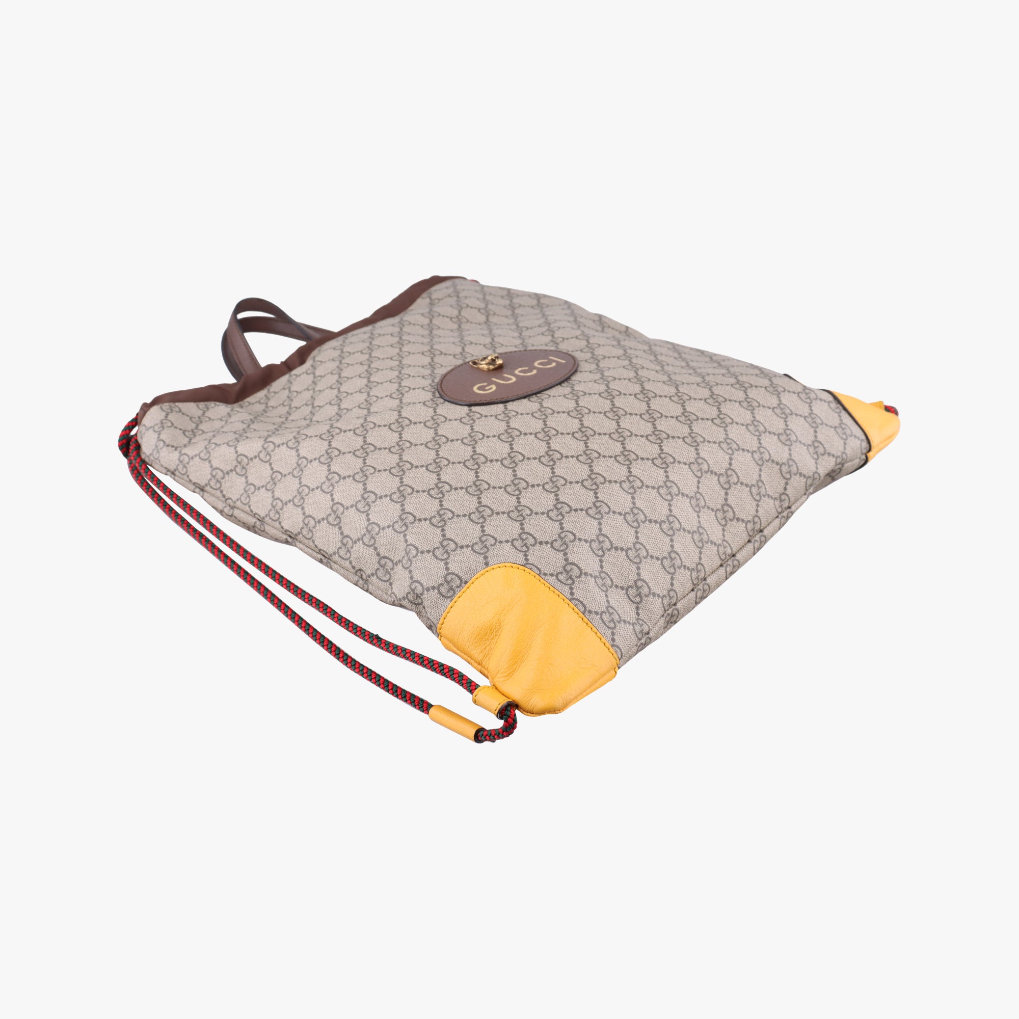 Pre-owned Gucci GG Supreme drawstring Beige×yellow PVC coated canvas×Leather 473872 shoulderbag | stylenewstar
