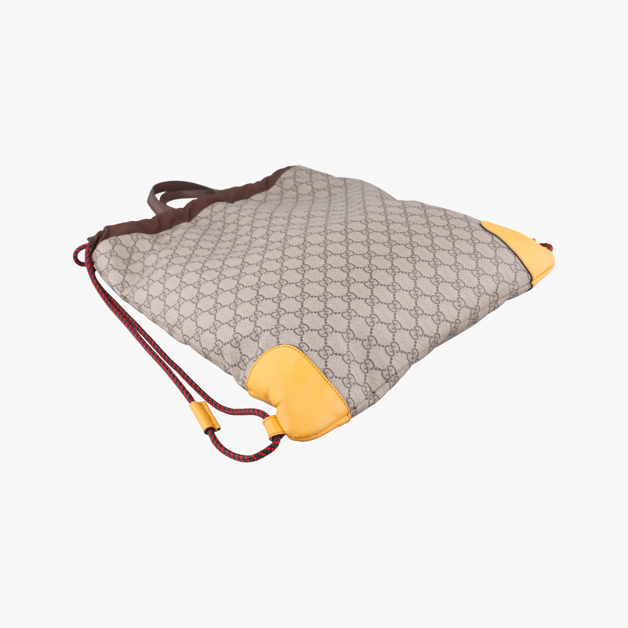 Pre-owned Gucci GG Supreme drawstring Beige×yellow PVC coated canvas×Leather 473872 shoulderbag | stylenewstar