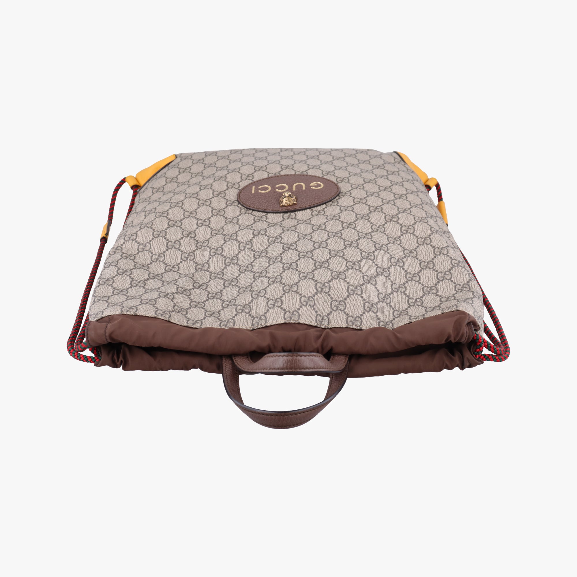 Pre-owned Gucci GG Supreme drawstring Beige×yellow PVC coated canvas×Leather 473872 shoulderbag | stylenewstar