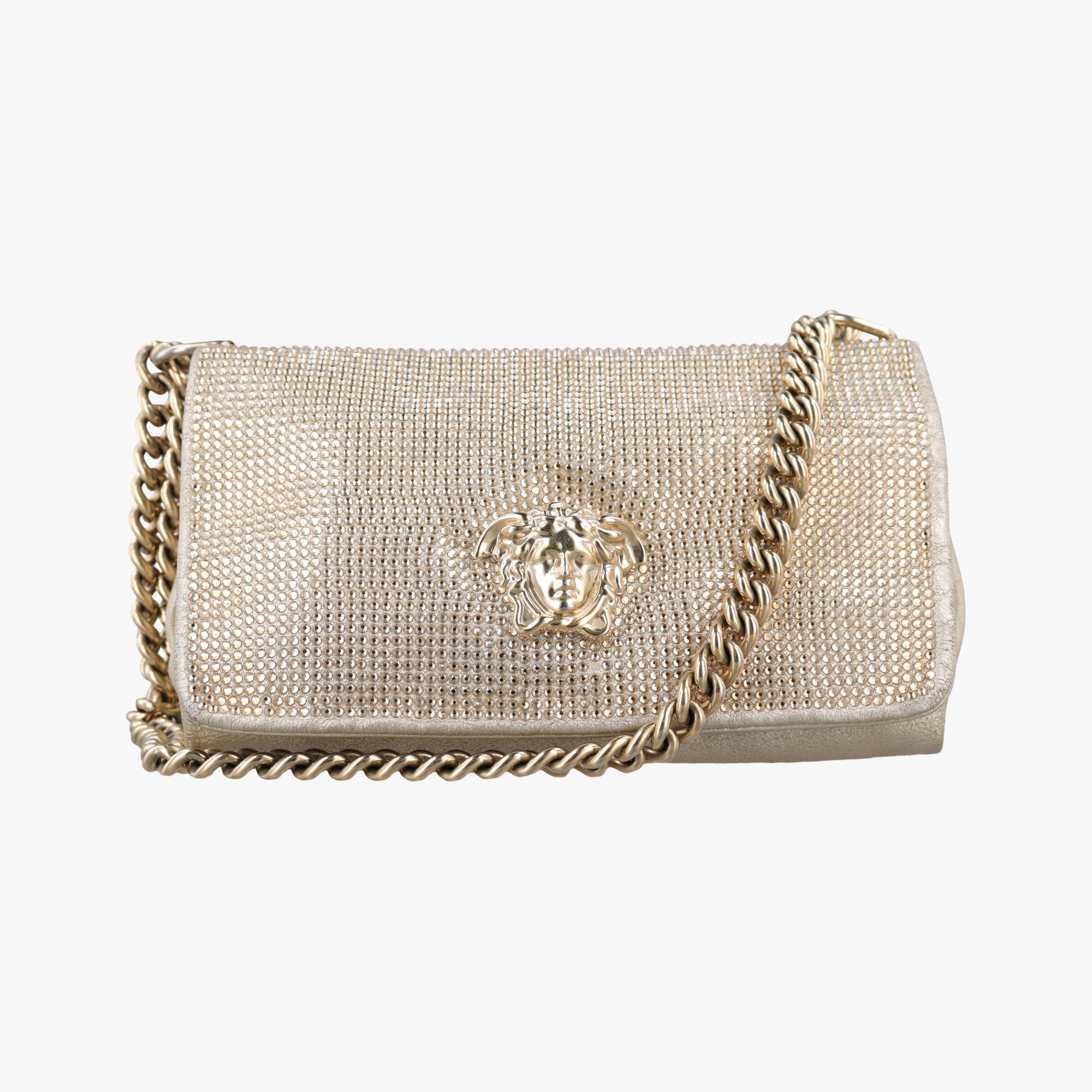 Pre-owned VERSACE medusa Golden Leather  shoulderbag | stylenewstar