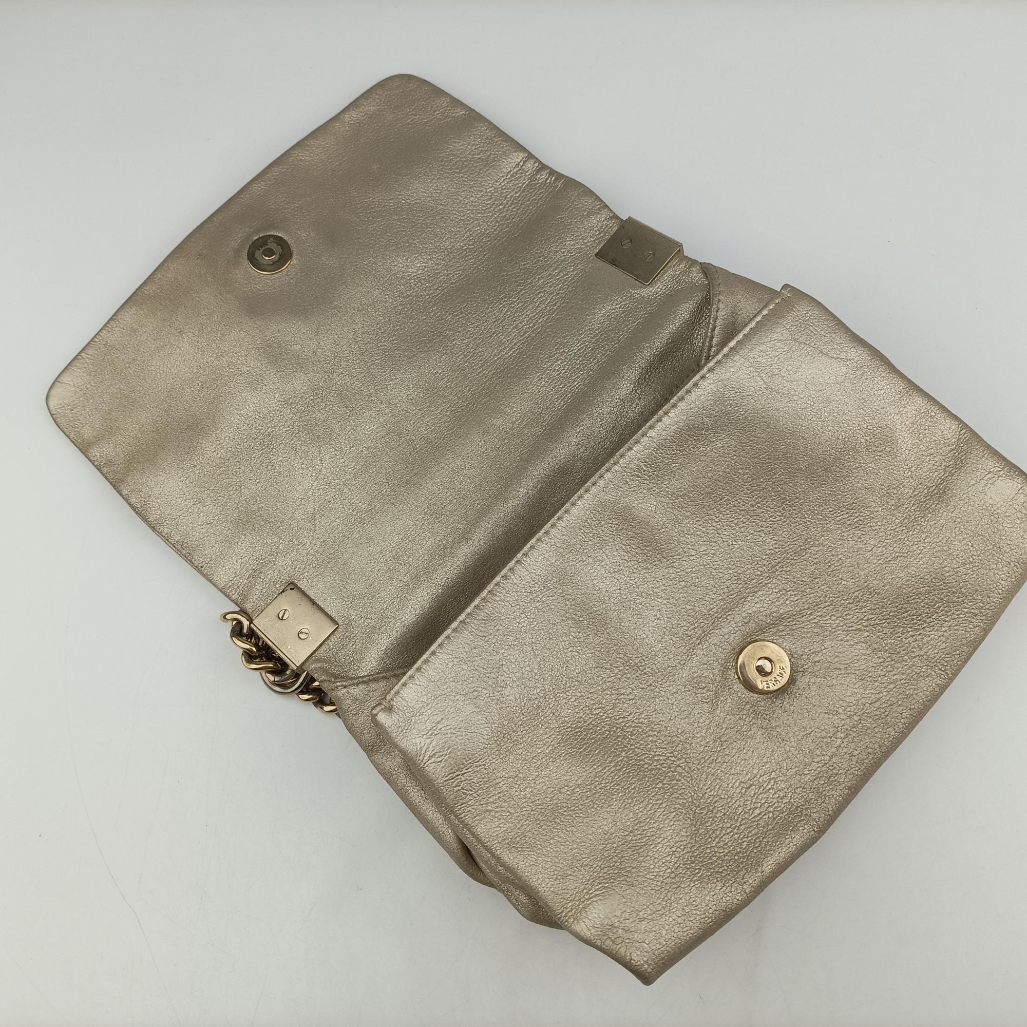 Pre-owned VERSACE medusa Golden Leather  shoulderbag | stylenewstar