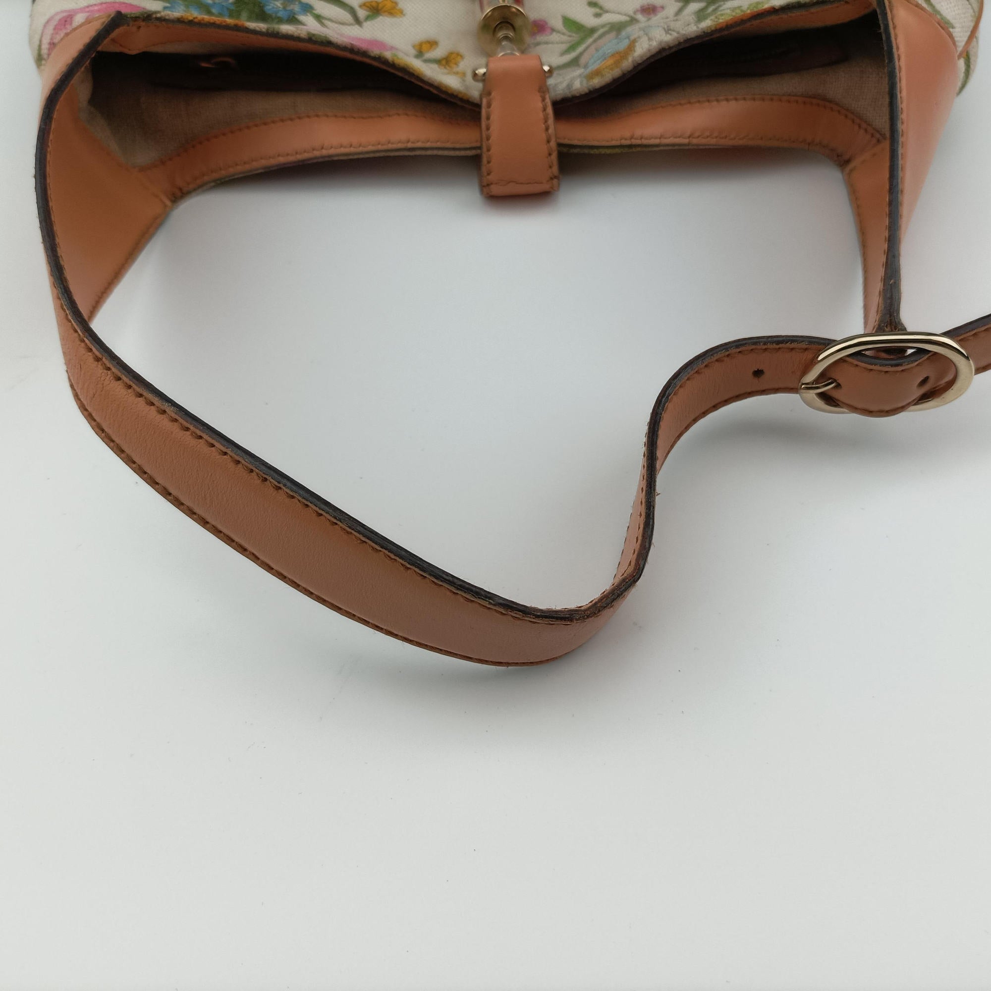 Pre-owned Gucci Flora Jackie Hobo White×Multicolour canvas×leather 137335 handbag | stylenewstar