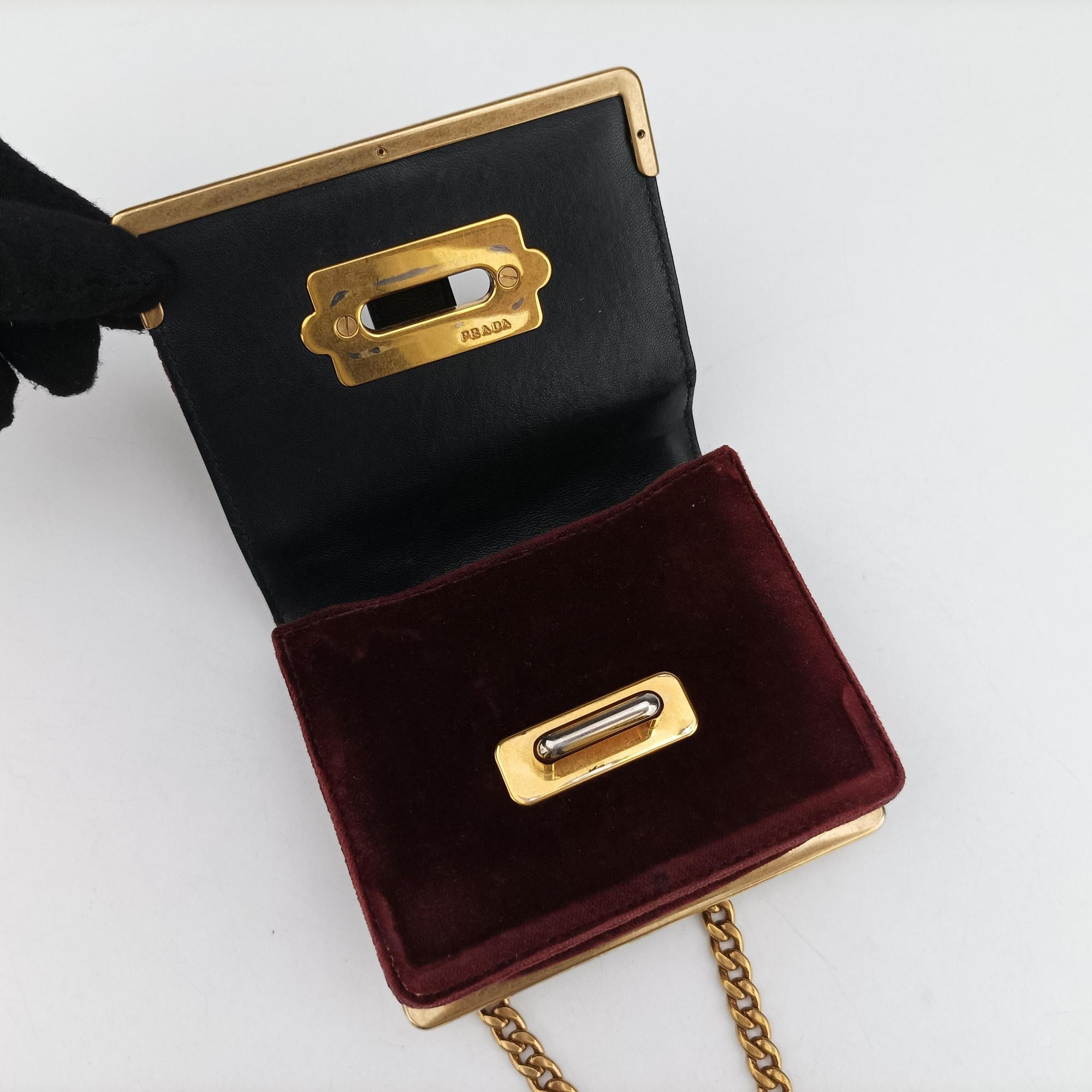 Secondhand Prada Cahier Burgundy×black suede×Leather 1BD045 shoulderbag | stylenewstar