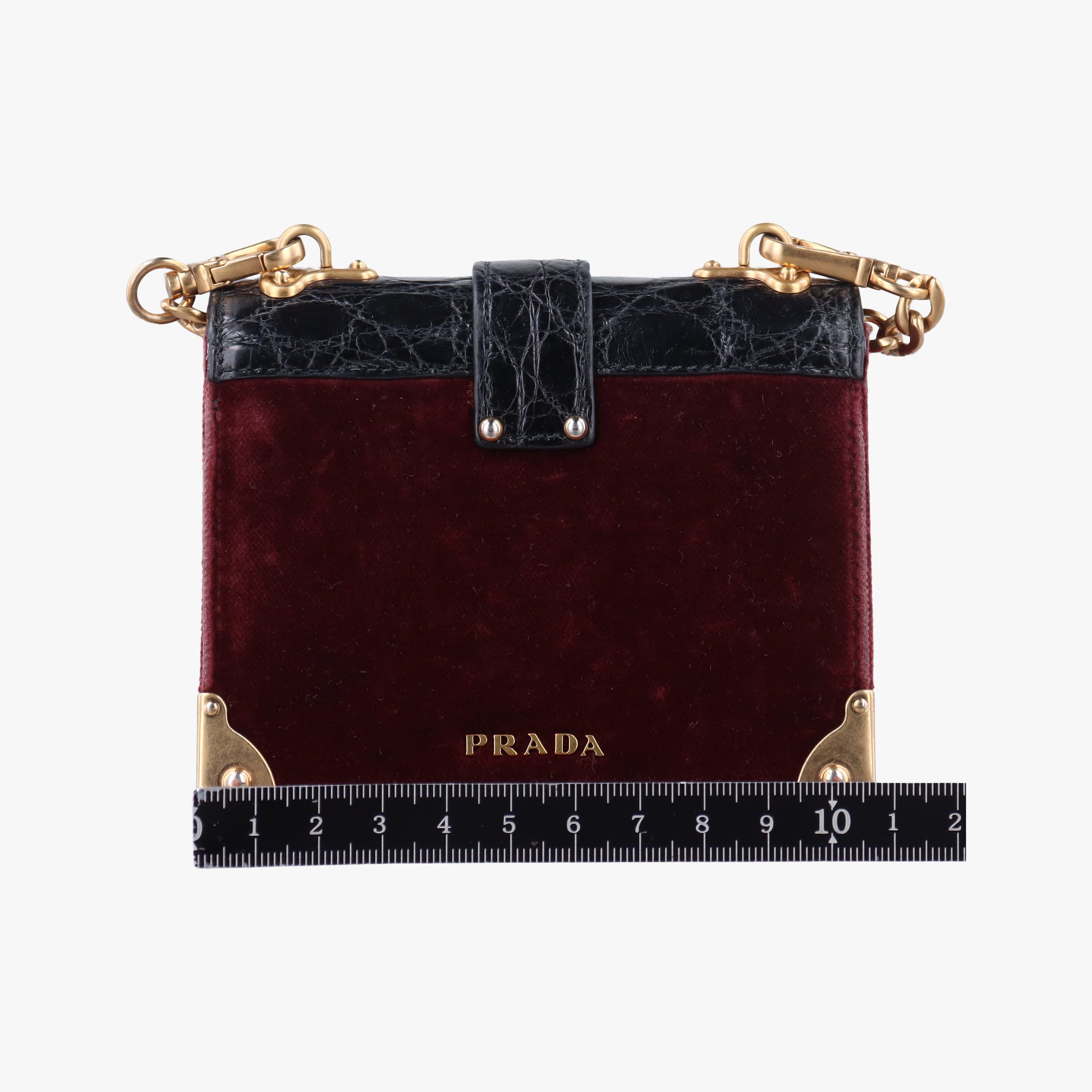 Secondhand Prada Cahier Burgundy×black suede×Leather 1BD045 shoulderbag | stylenewstar