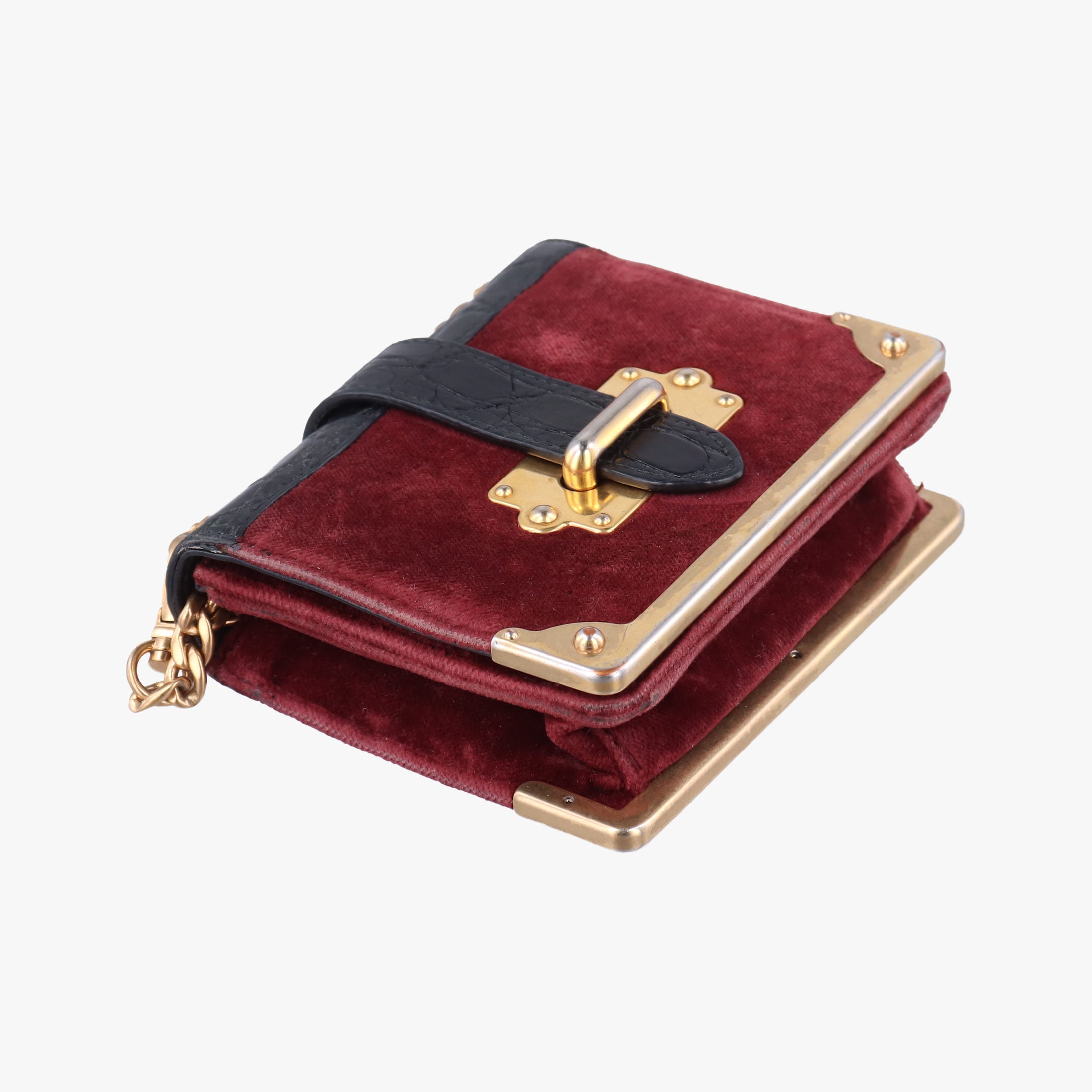 Secondhand Prada Cahier Burgundy×black suede×Leather 1BD045 shoulderbag | stylenewstar