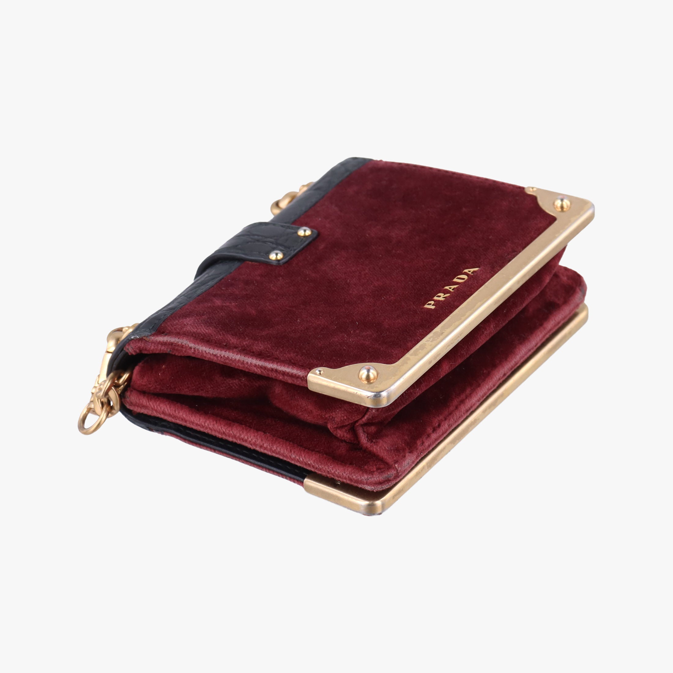 Secondhand Prada Cahier Burgundy×black suede×Leather 1BD045 shoulderbag | stylenewstar