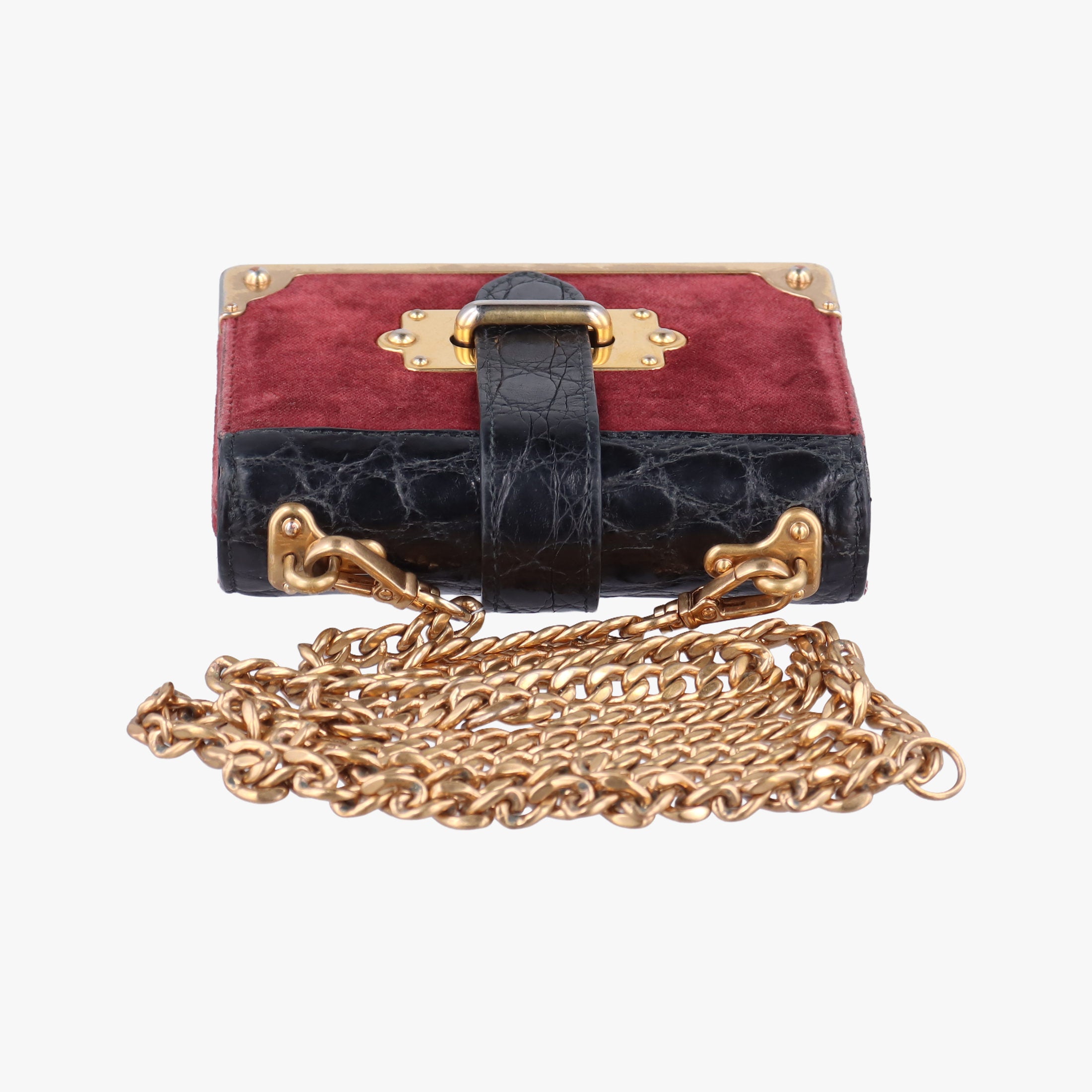 Secondhand Prada Cahier Burgundy×black suede×Leather 1BD045 shoulderbag | stylenewstar