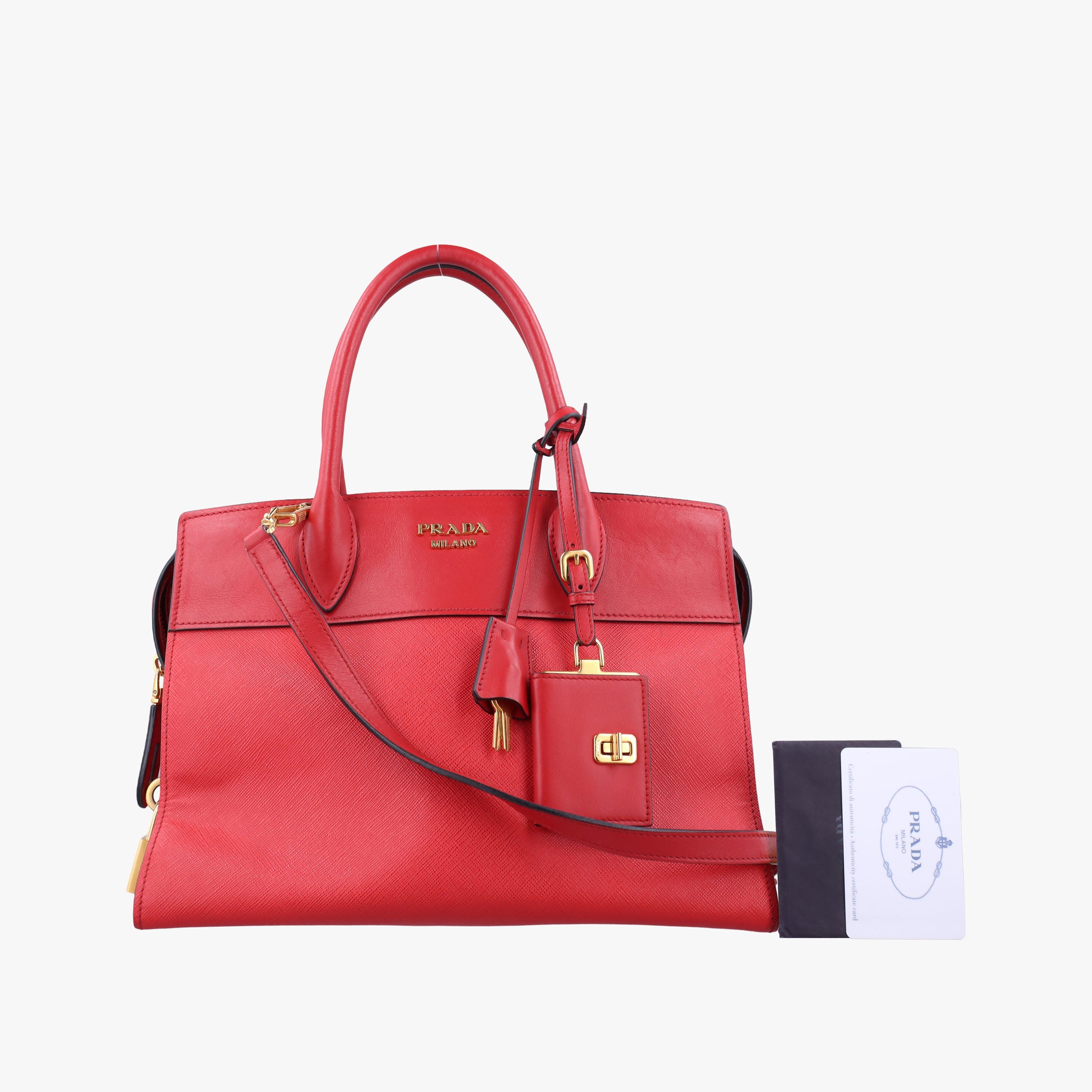 Secondhand Prada Esplanade Red SAFFIANO Leather 1BA046 shoulderbag | stylenewstar