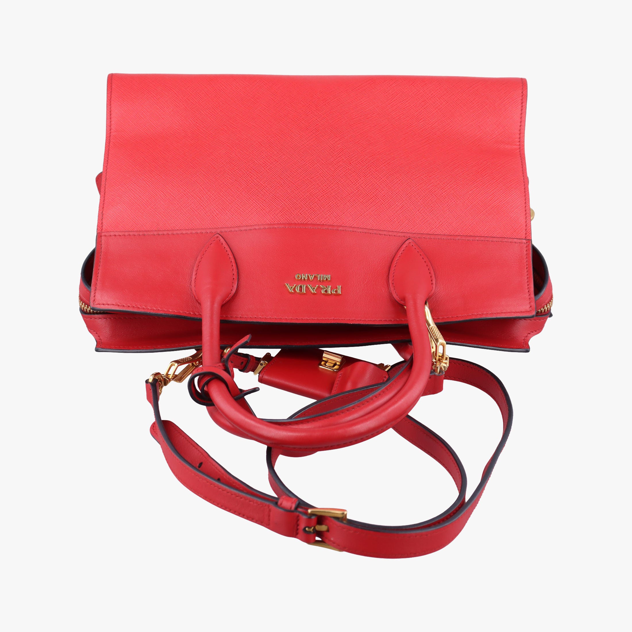 Secondhand Prada Esplanade Red SAFFIANO Leather 1BA046 shoulderbag | stylenewstar