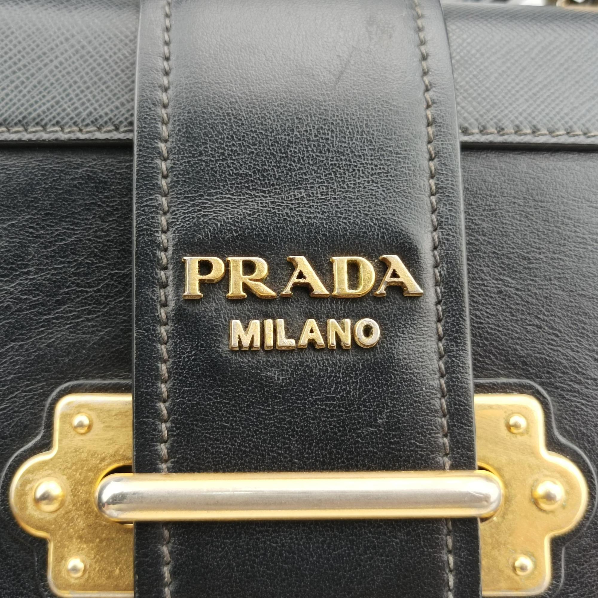 Pre-owned Prada Cahier Black Leather 1BD045 shoulderbag | stylenewstar