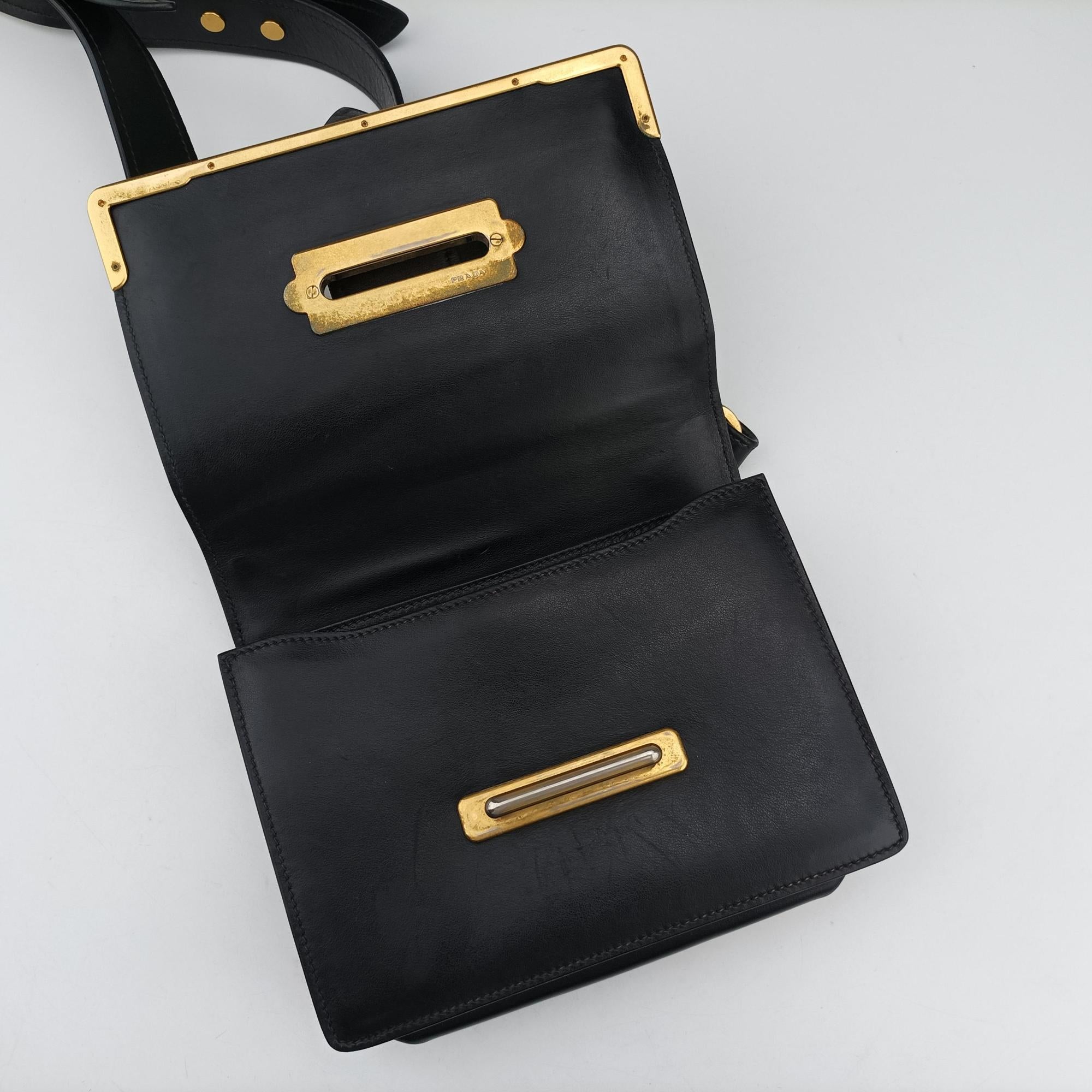 Pre-owned Prada Cahier Black Leather 1BD045 shoulderbag | stylenewstar