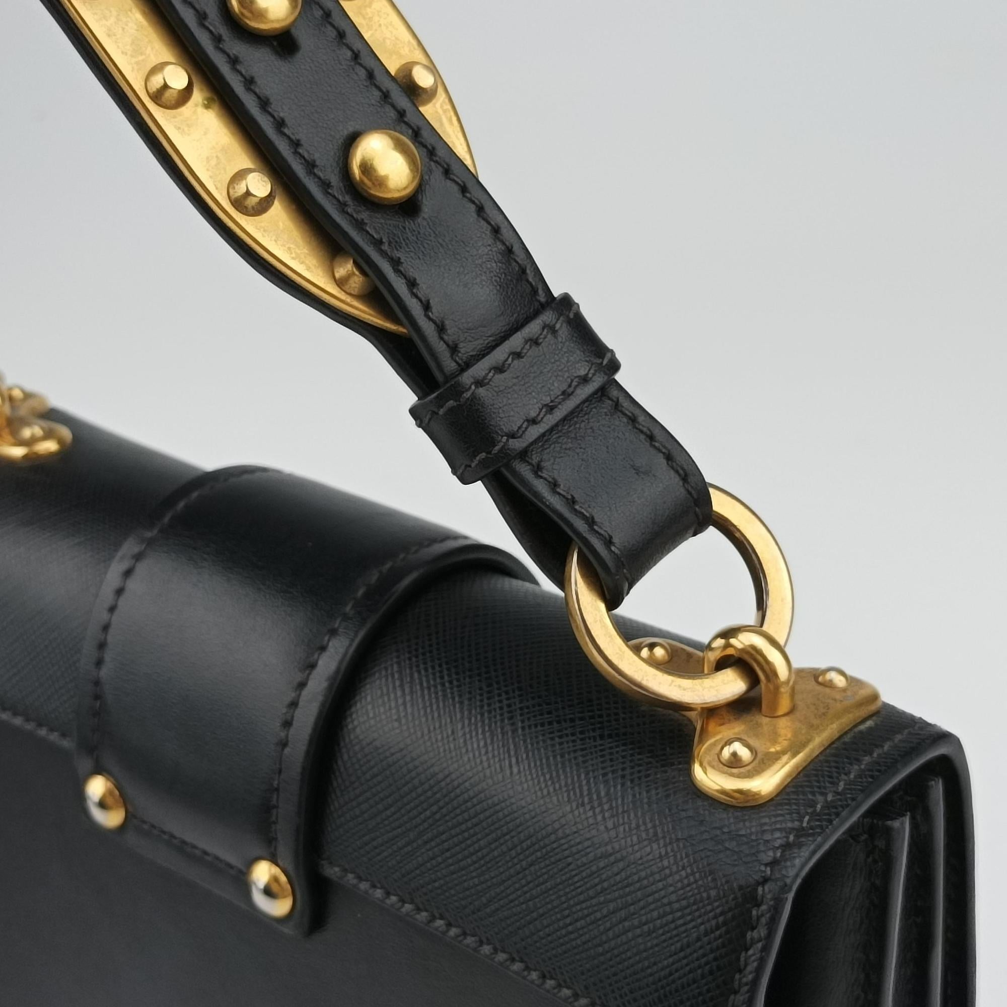 Pre-owned Prada Cahier Black Leather 1BD045 shoulderbag | stylenewstar