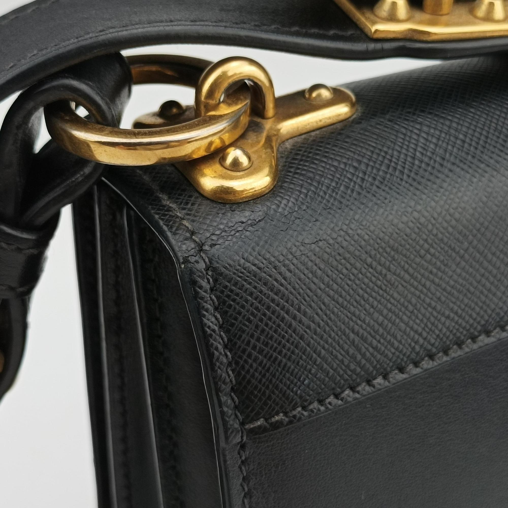Pre-owned Prada Cahier Black Leather 1BD045 shoulderbag | stylenewstar