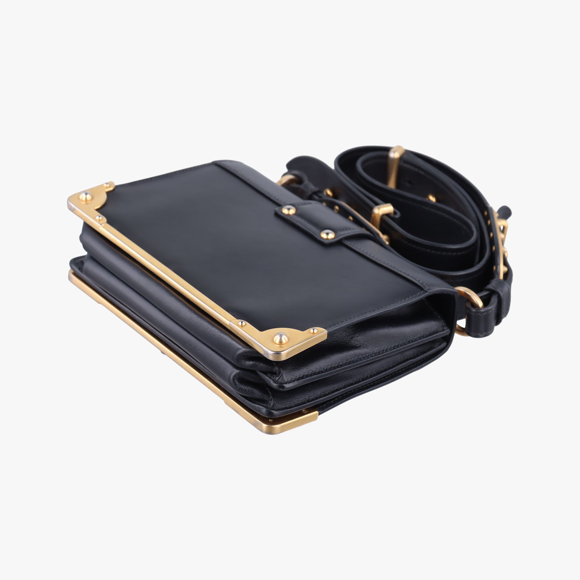 Pre-owned Prada Cahier Black Leather 1BD045 shoulderbag | stylenewstar